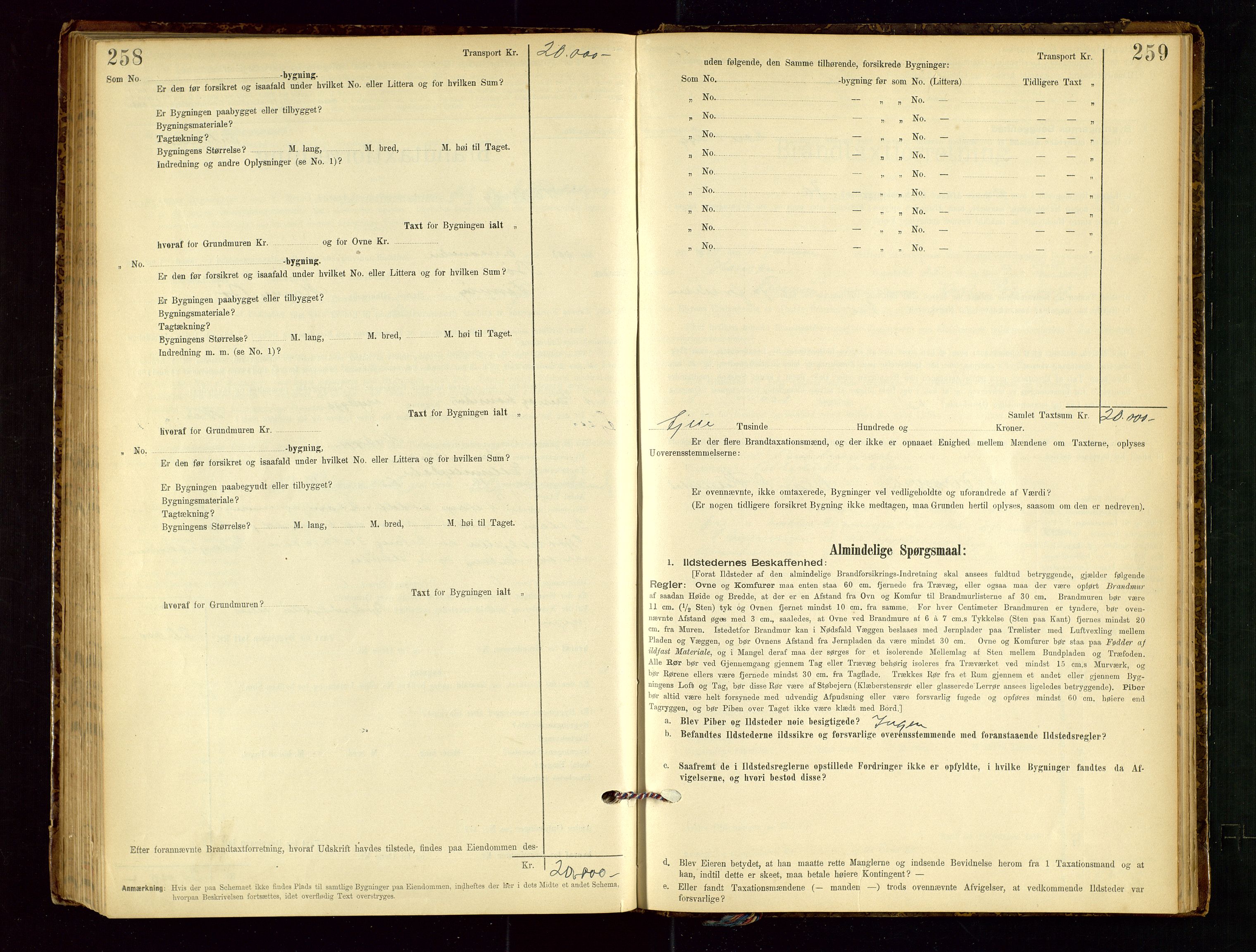 Finnøy lensmannskontor, SAST/A-100442/Goa/L0003: Branntakstprotokoll - skjemaprotokoll, 1896-1954, p. 258-259