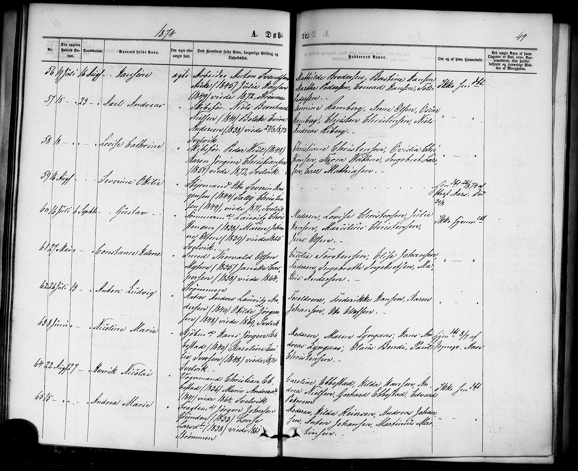 Strømm kirkebøker, AV/SAKO-A-322/F/Fa/L0002: Parish register (official) no. I 2, 1870-1877, p. 49