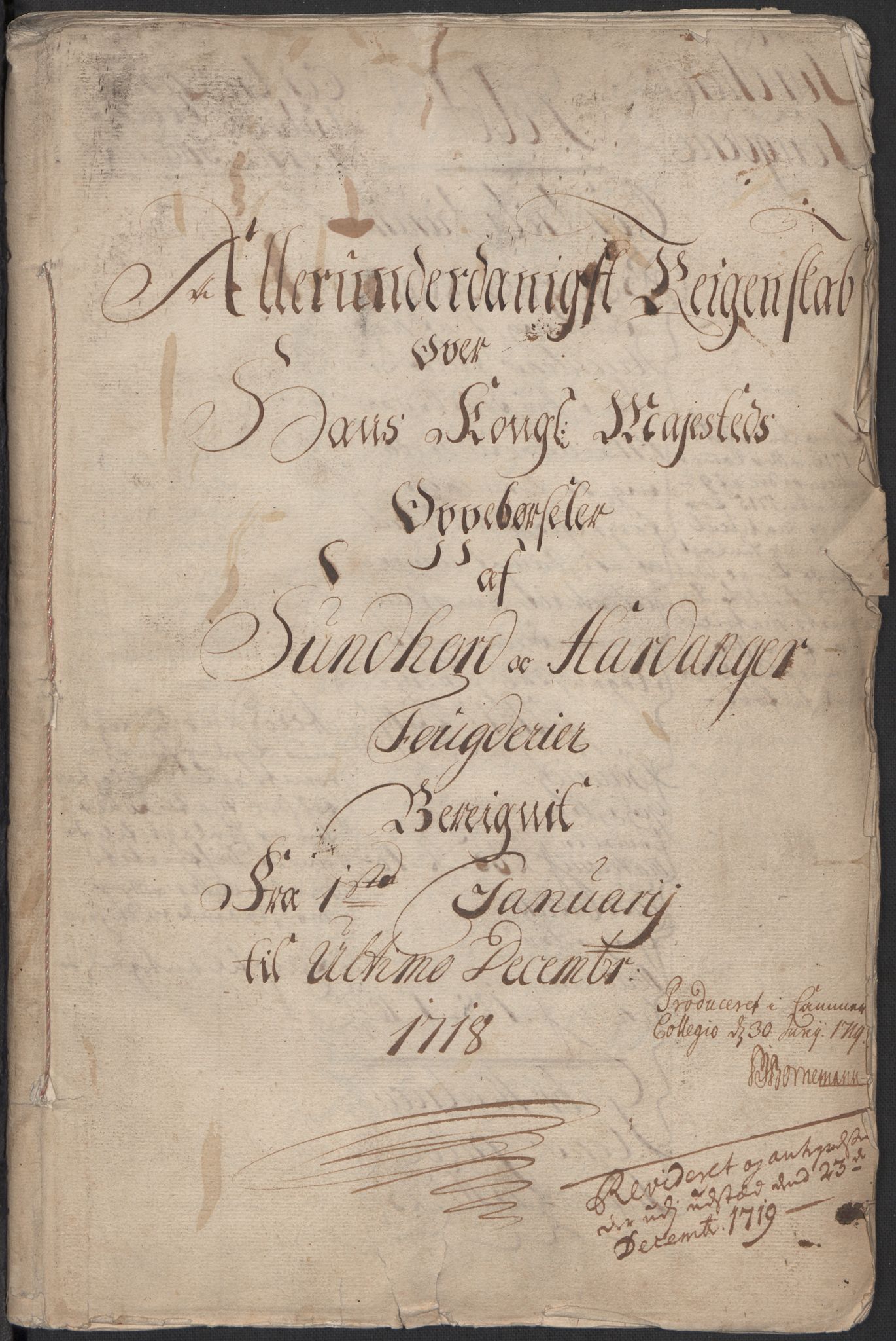 Rentekammeret inntil 1814, Reviderte regnskaper, Fogderegnskap, RA/EA-4092/R48/L2995: Fogderegnskap Sunnhordland og Hardanger, 1718, p. 5