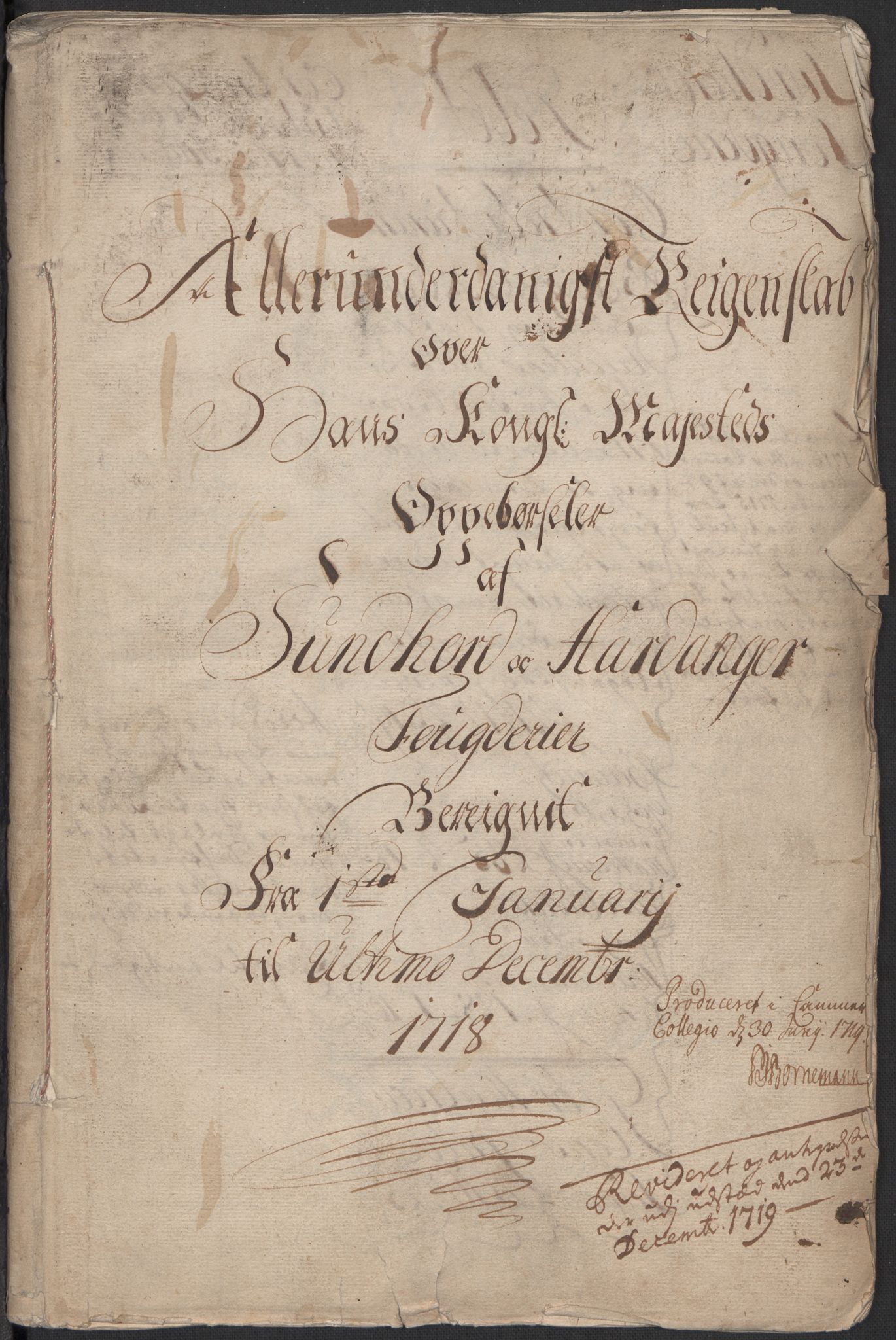 Rentekammeret inntil 1814, Reviderte regnskaper, Fogderegnskap, AV/RA-EA-4092/R48/L2995: Fogderegnskap Sunnhordland og Hardanger, 1718, p. 5
