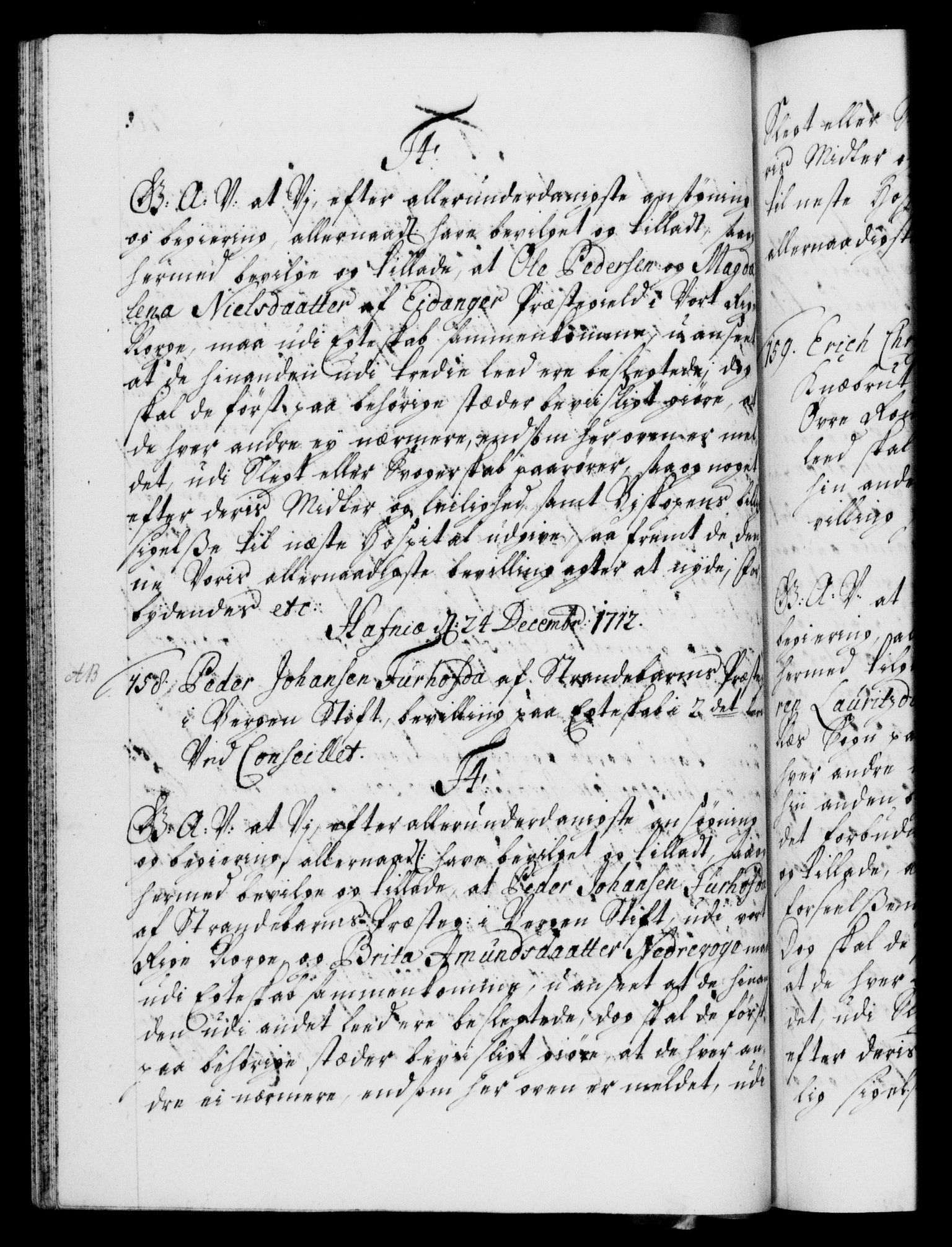 Danske Kanselli 1572-1799, AV/RA-EA-3023/F/Fc/Fca/Fcaa/L0021: Norske registre, 1712-1715, p. 76b