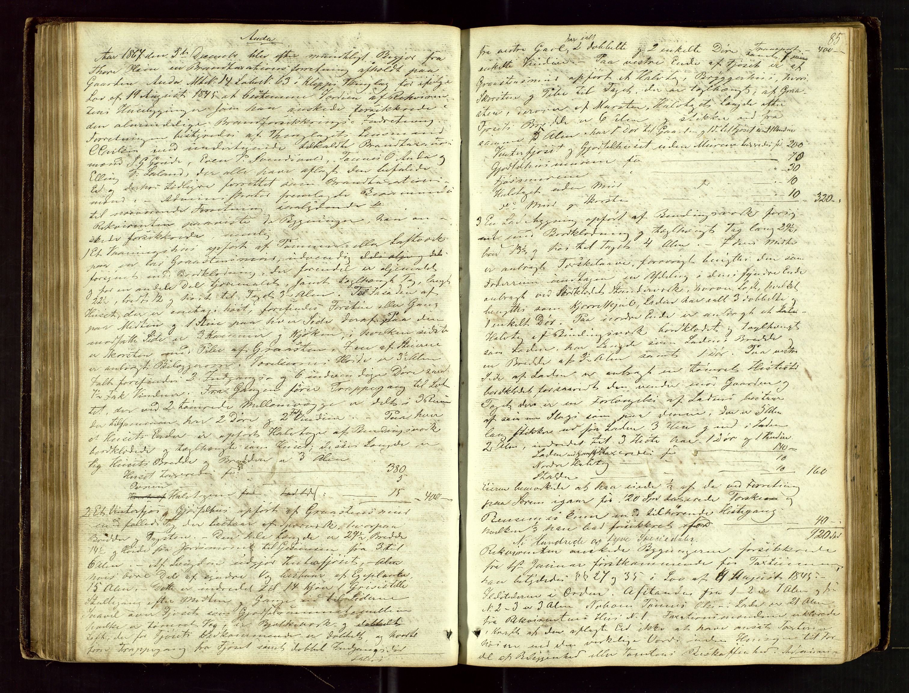 Klepp lensmannskontor, AV/SAST-A-100163/Gob/L0001: "Brandtaxatjons Protocol for Kleps Thinglaug", 1846-1881, p. 84b-85a