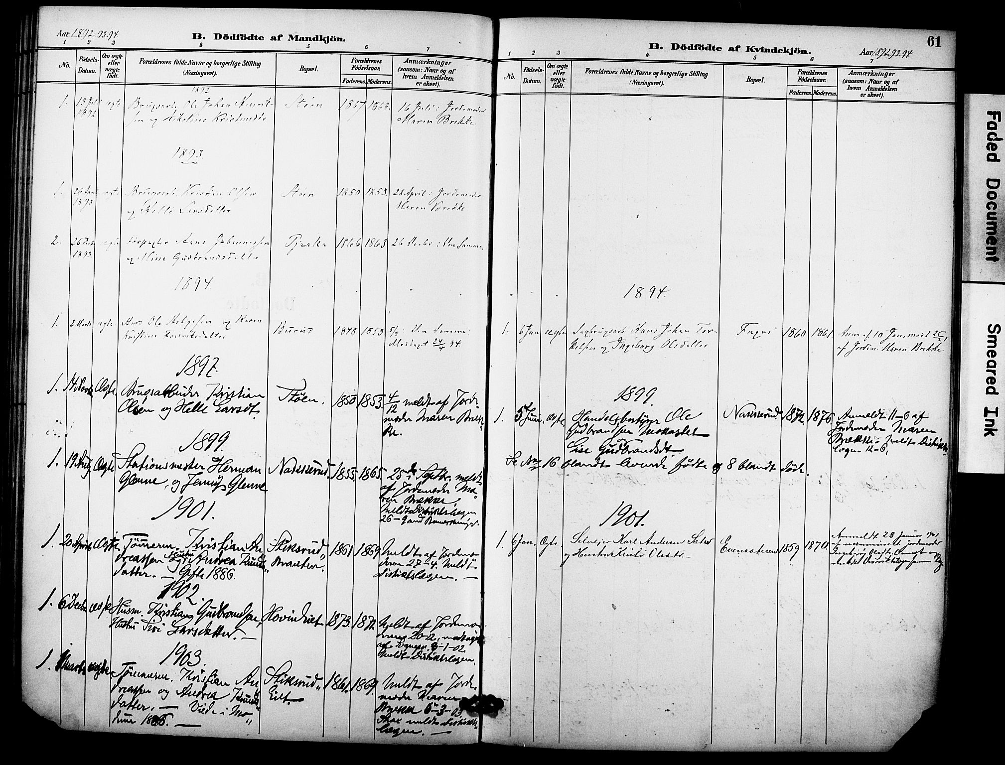 Hole kirkebøker, AV/SAKO-A-228/F/Fb/L0002: Parish register (official) no. II 2, 1892-1906, p. 61