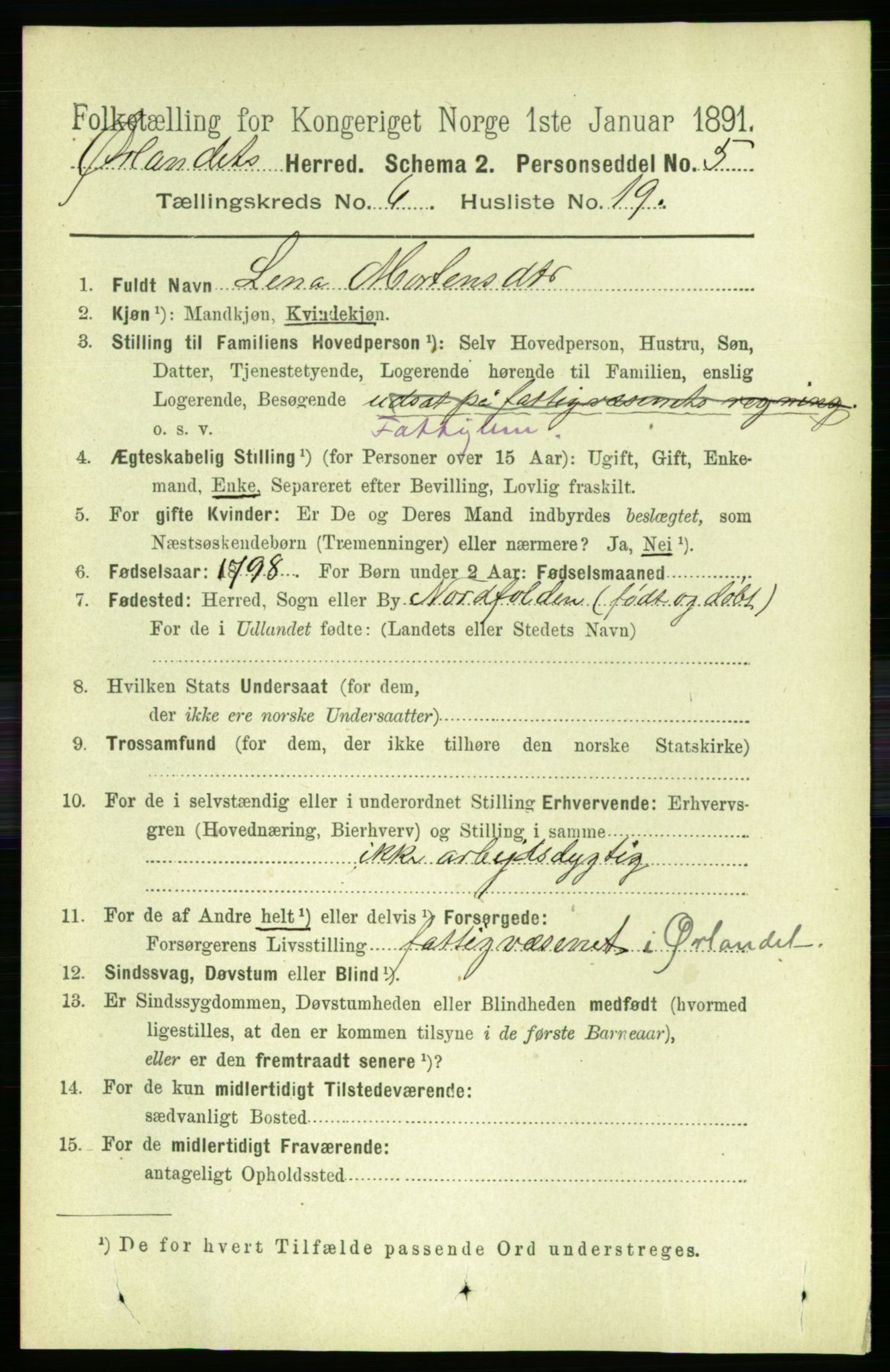 RA, 1891 census for 1621 Ørland, 1891, p. 1962