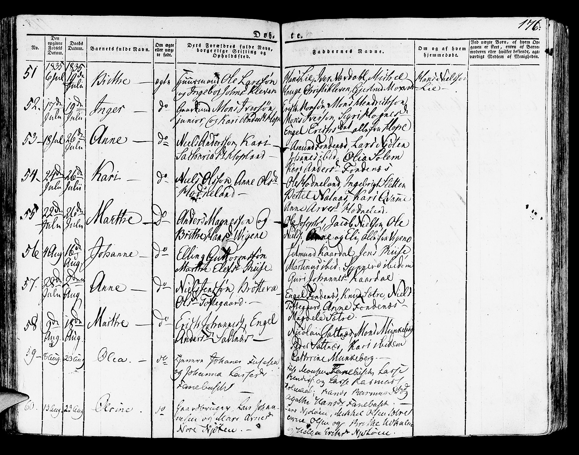Lindås Sokneprestembete, SAB/A-76701/H/Haa: Parish register (official) no. A 8, 1823-1836, p. 176