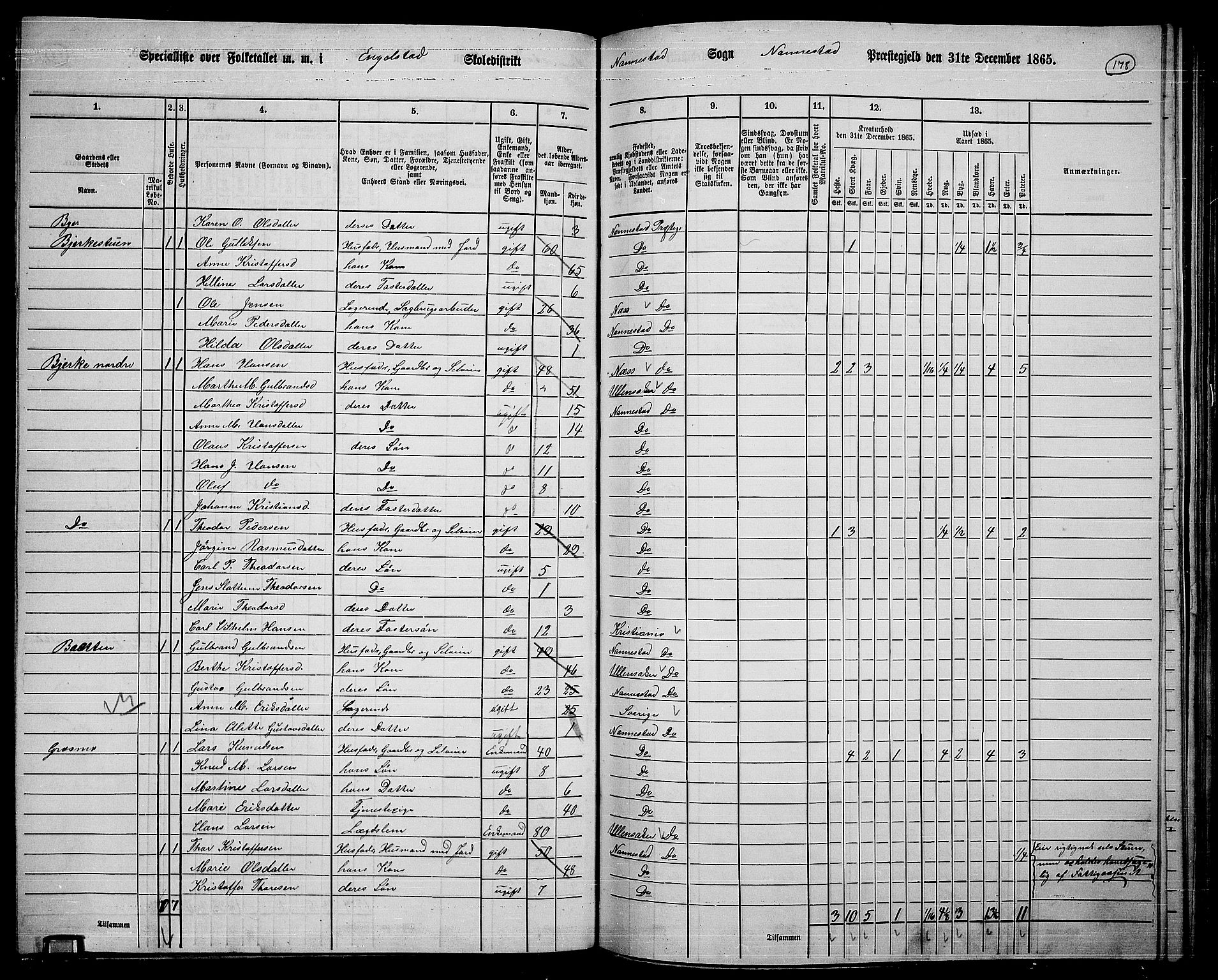 RA, 1865 census for Nannestad, 1865, p. 61