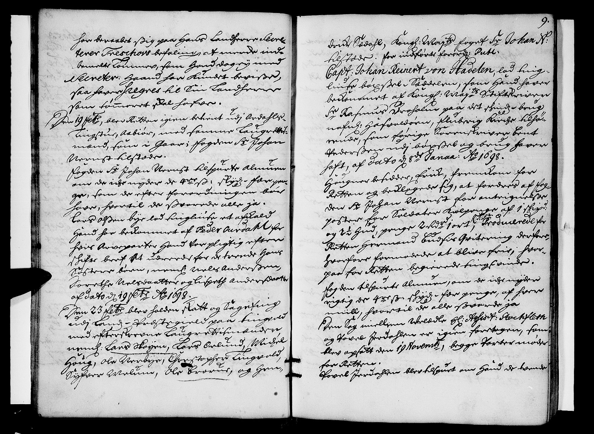 Hadeland, Land og Valdres sorenskriveri, AV/SAH-TING-028/G/Gb/L0036: Tingbok, 1698, p. 8b-9a