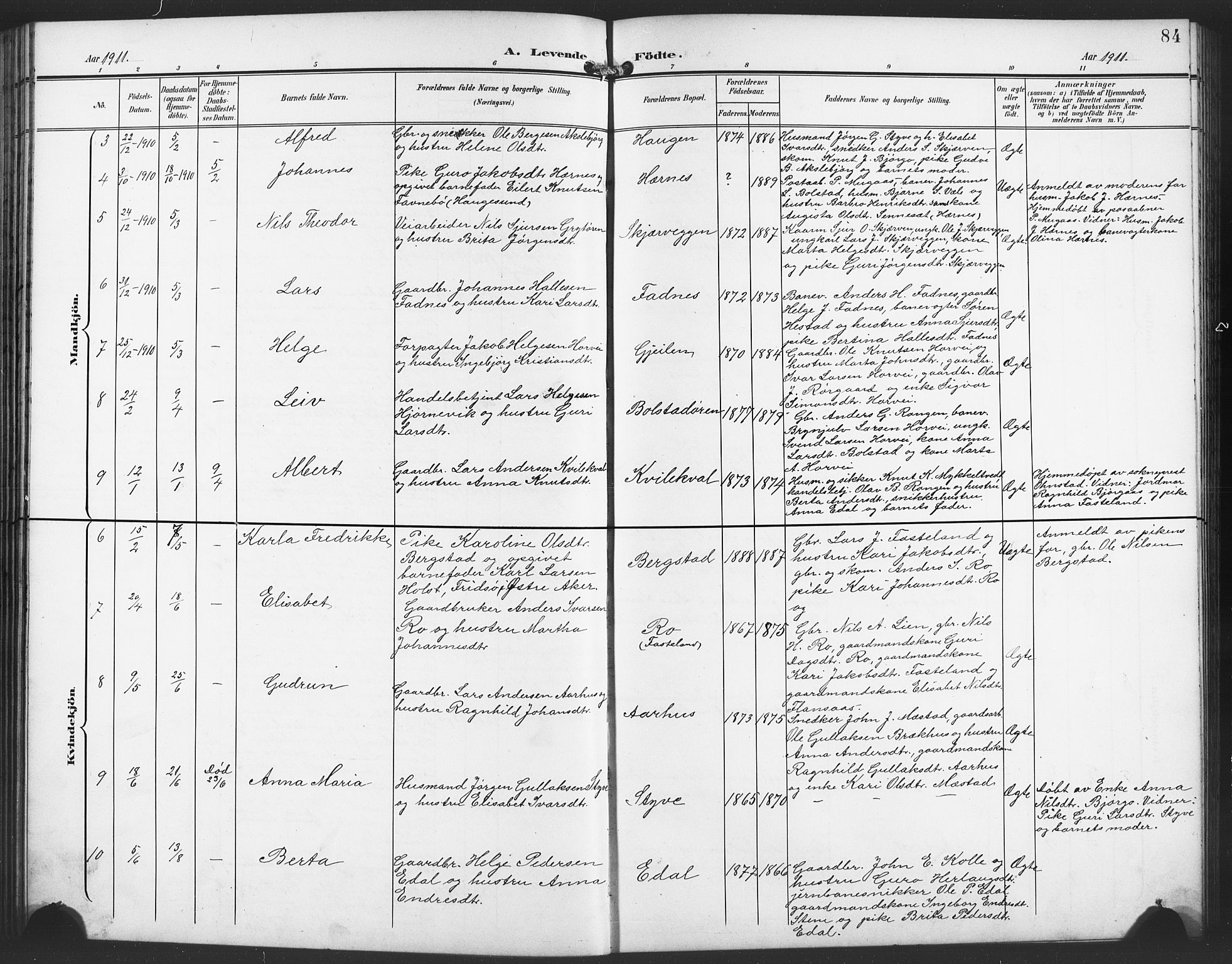 Evanger sokneprestembete, SAB/A-99924: Parish register (copy) no. A 5, 1897-1917, p. 84