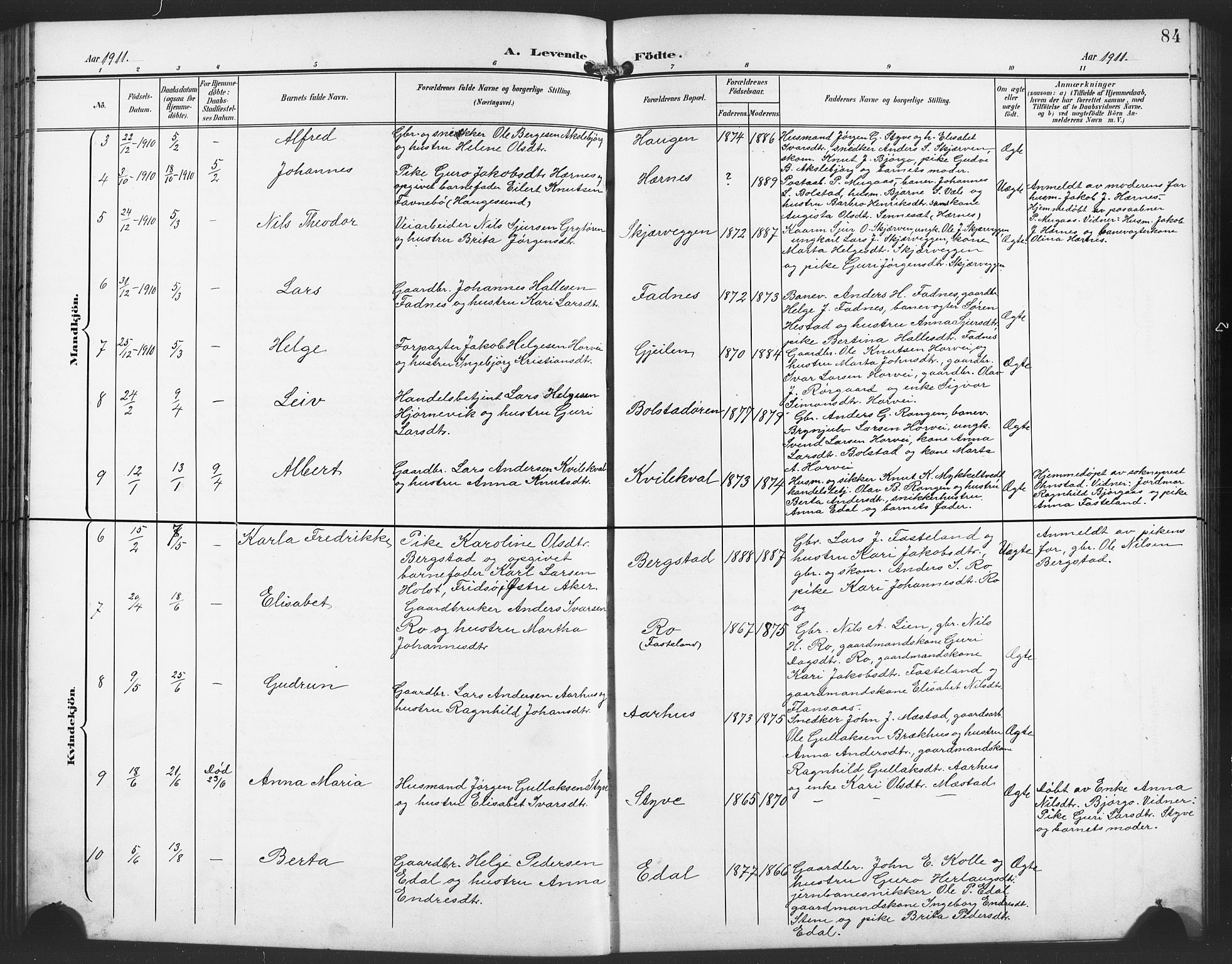 Evanger sokneprestembete, AV/SAB-A-99924: Parish register (copy) no. A 5, 1897-1917, p. 84