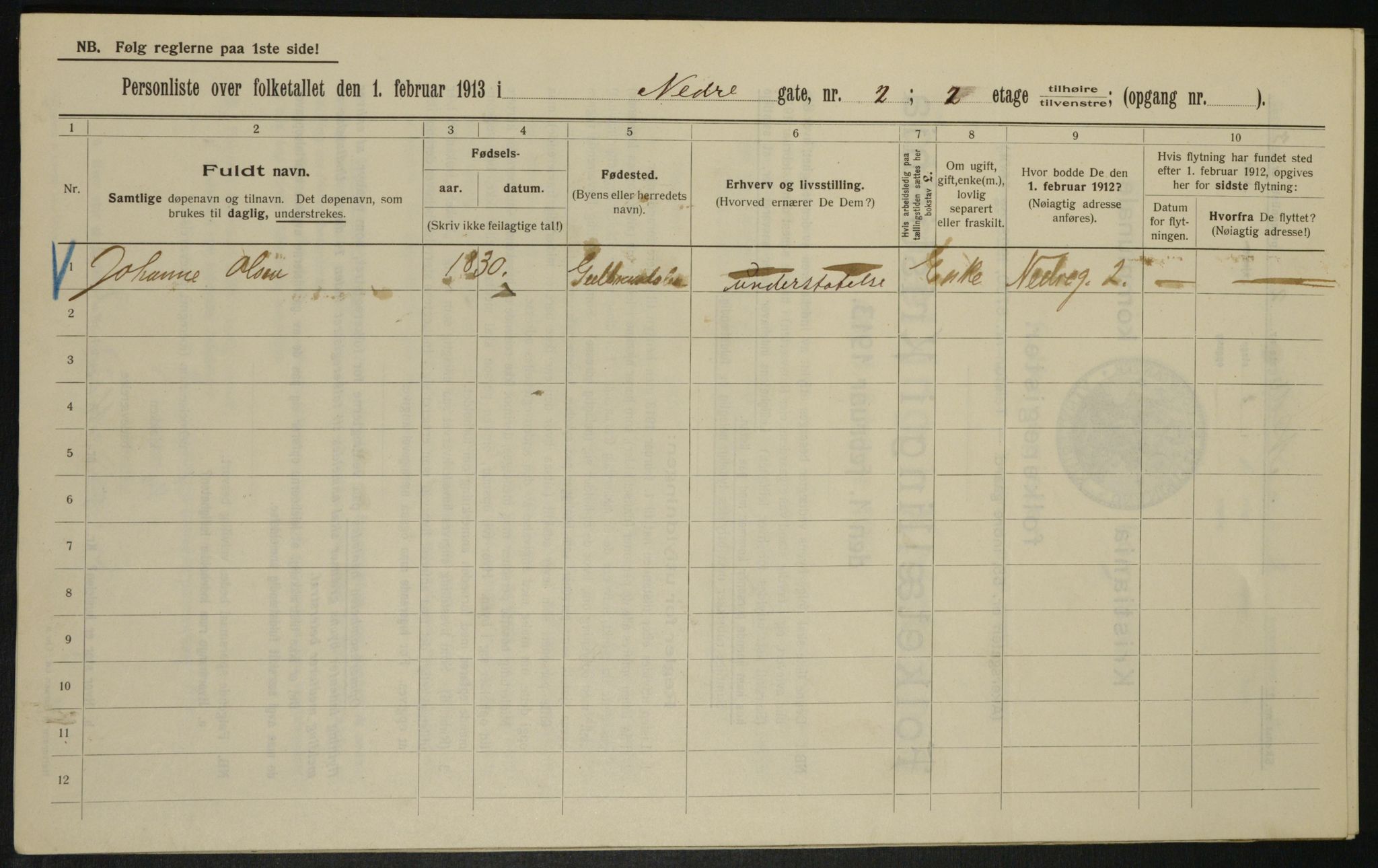 OBA, Municipal Census 1913 for Kristiania, 1913, p. 69112