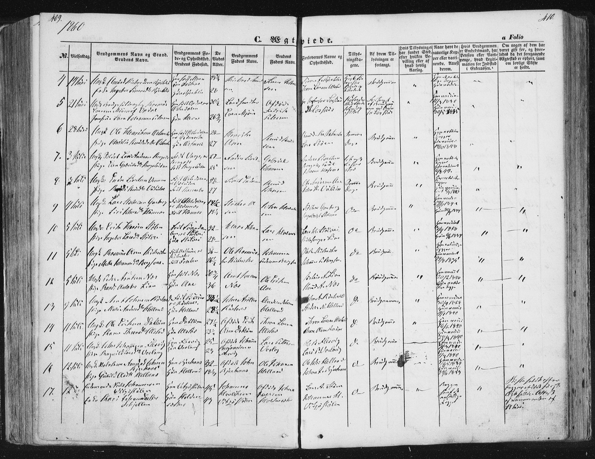 Ministerialprotokoller, klokkerbøker og fødselsregistre - Sør-Trøndelag, SAT/A-1456/630/L0494: Parish register (official) no. 630A07, 1852-1868, p. 409-410