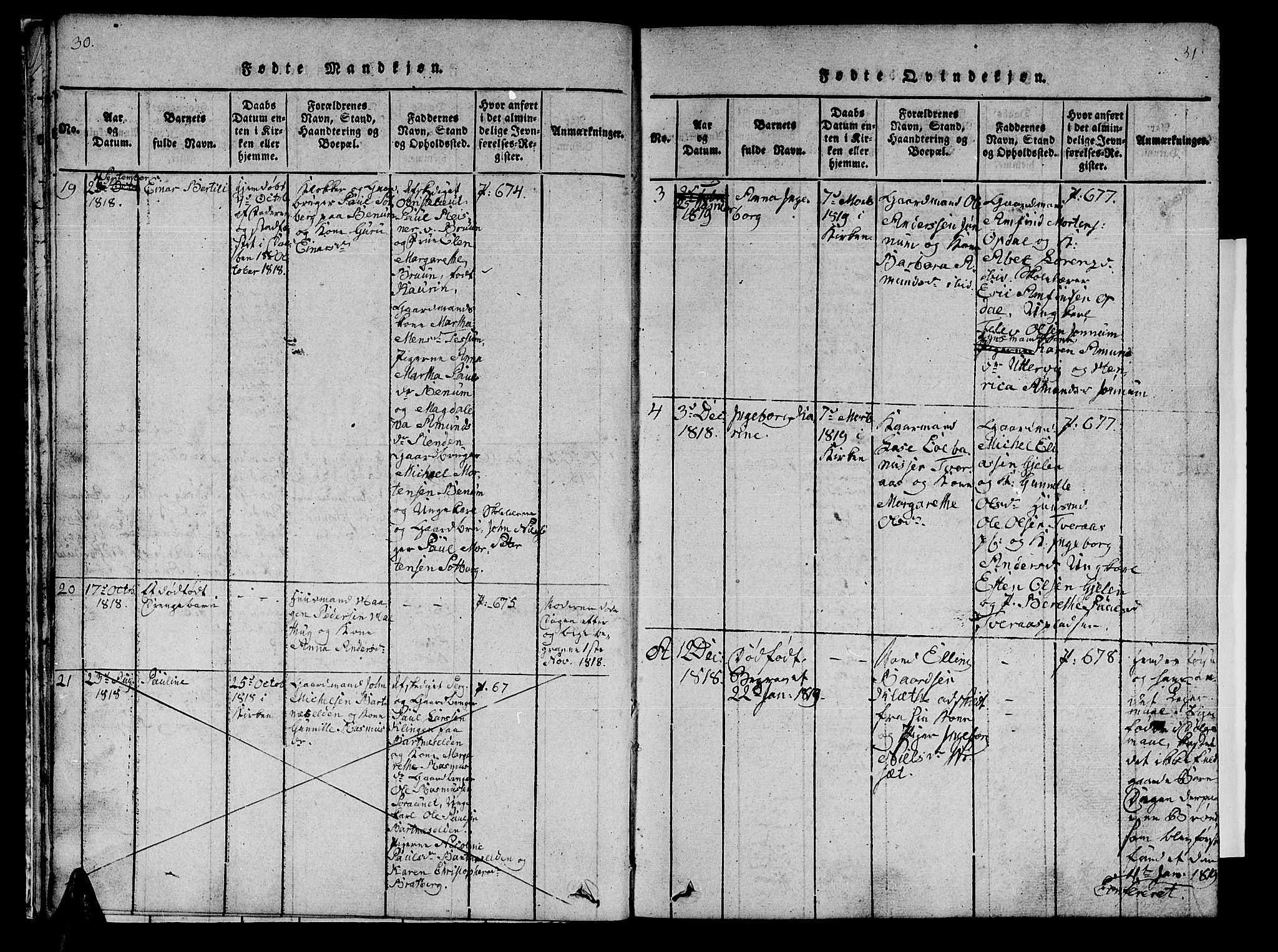 Ministerialprotokoller, klokkerbøker og fødselsregistre - Nord-Trøndelag, SAT/A-1458/741/L0400: Parish register (copy) no. 741C01, 1817-1825, p. 30-31