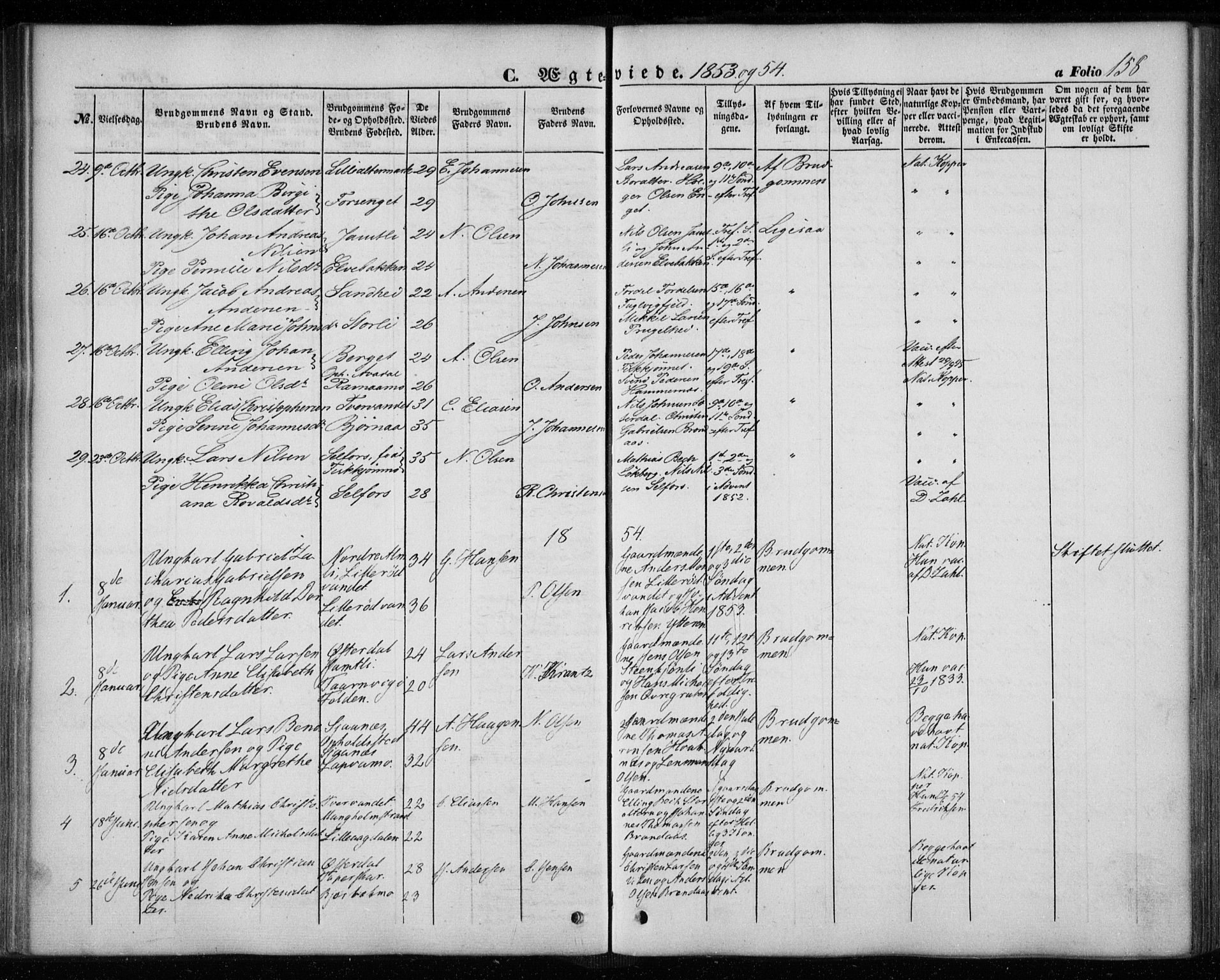 Ministerialprotokoller, klokkerbøker og fødselsregistre - Nordland, AV/SAT-A-1459/827/L0392: Parish register (official) no. 827A04, 1853-1866, p. 158