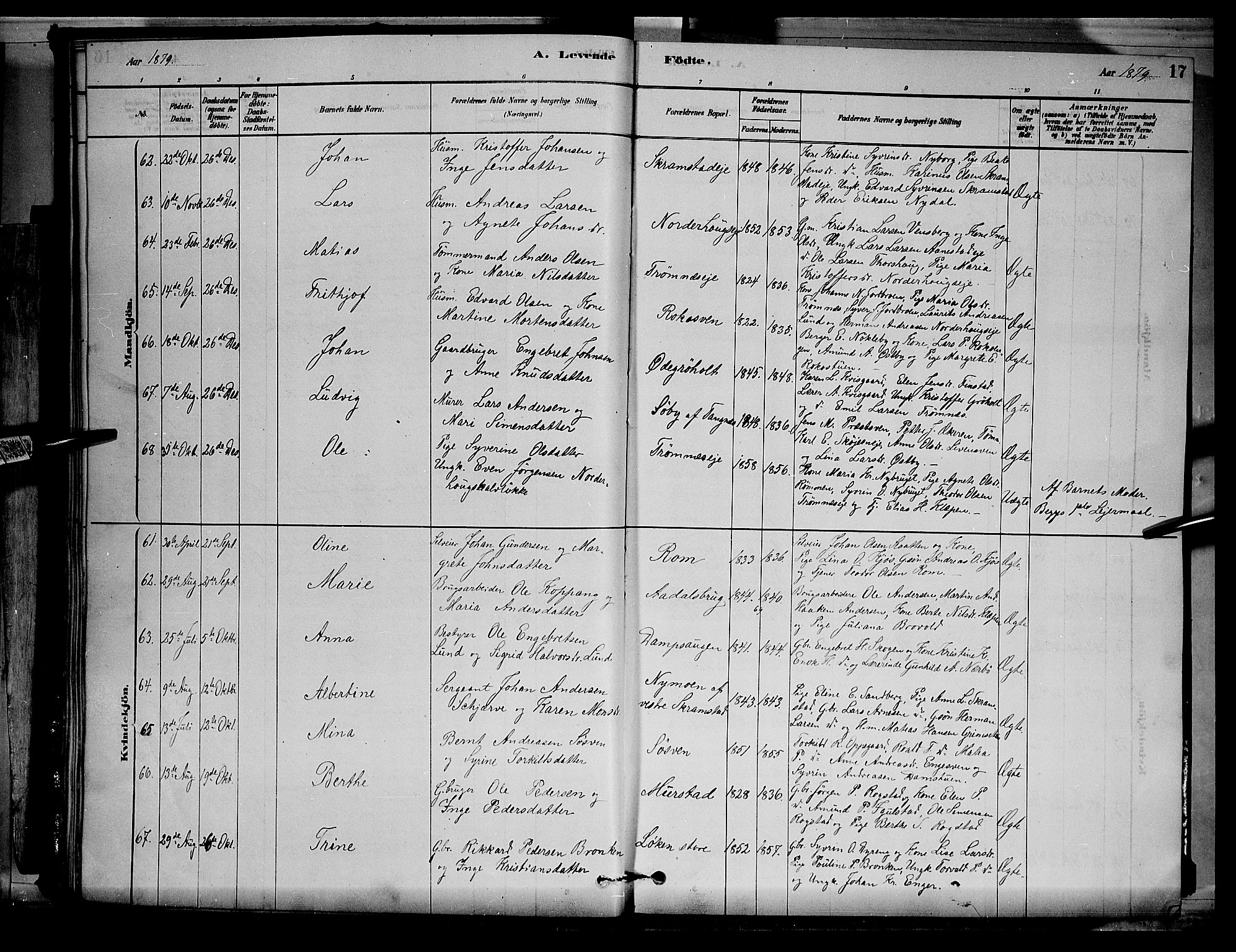 Løten prestekontor, AV/SAH-PREST-022/L/La/L0005: Parish register (copy) no. 5, 1878-1891, p. 17