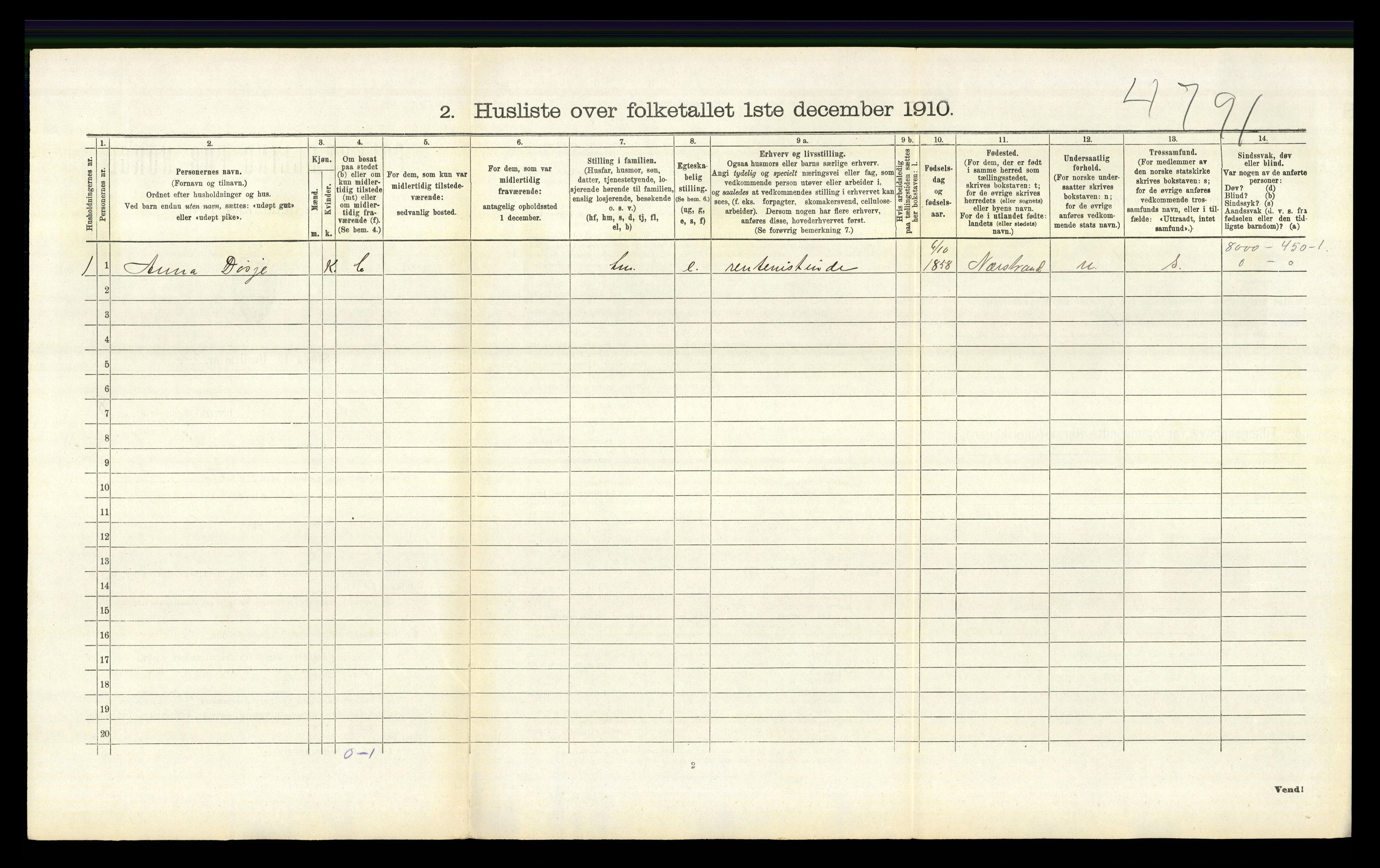 RA, 1910 census for Vikedal, 1910, p. 588