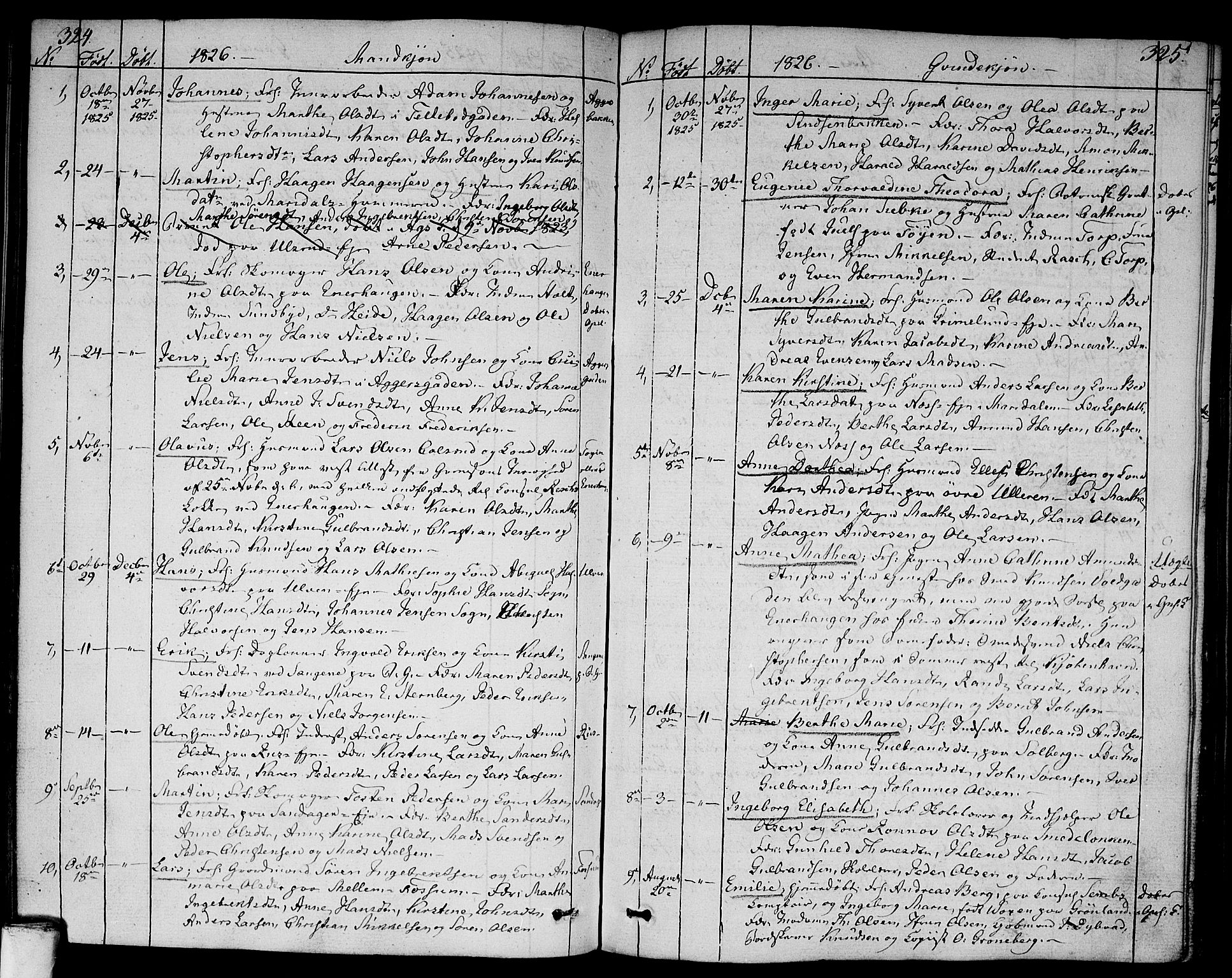 Aker prestekontor kirkebøker, SAO/A-10861/F/L0012: Parish register (official) no. 12, 1819-1828, p. 324-325