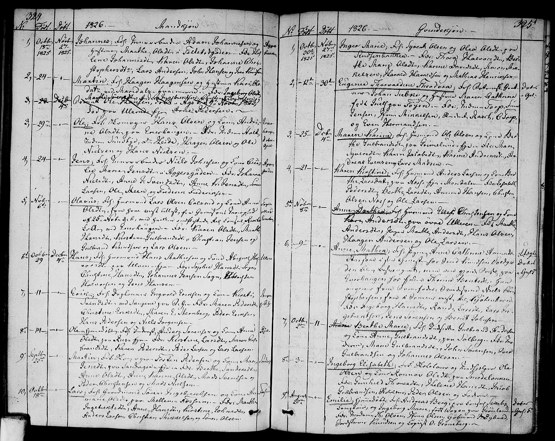 Aker prestekontor kirkebøker, AV/SAO-A-10861/F/L0012: Parish register (official) no. 12, 1819-1828, p. 324-325