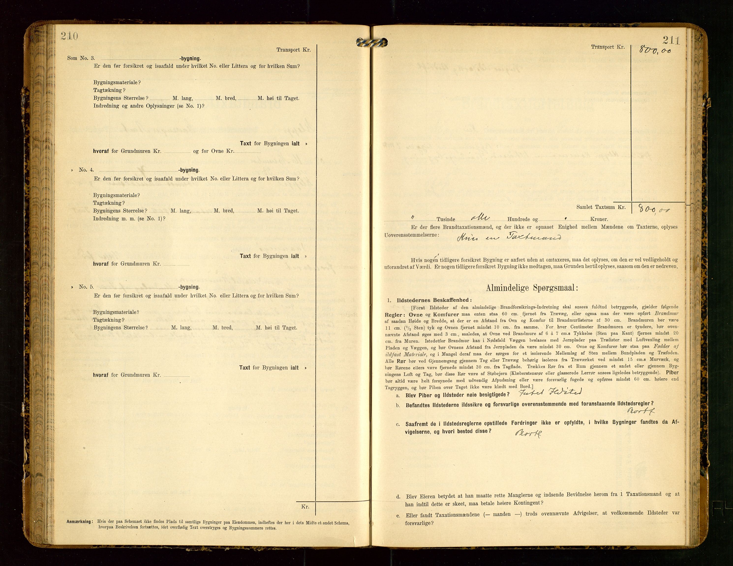 Klepp lensmannskontor, AV/SAST-A-100163/Goc/L0004: "Brandtaxationsprotokol" m/register, 1906-1908, p. 210-211