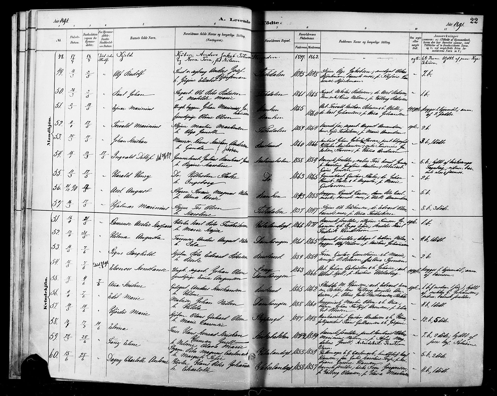 Halden prestekontor Kirkebøker, SAO/A-10909/F/Fa/L0013: Parish register (official) no. I 13, 1890-1906, p. 22