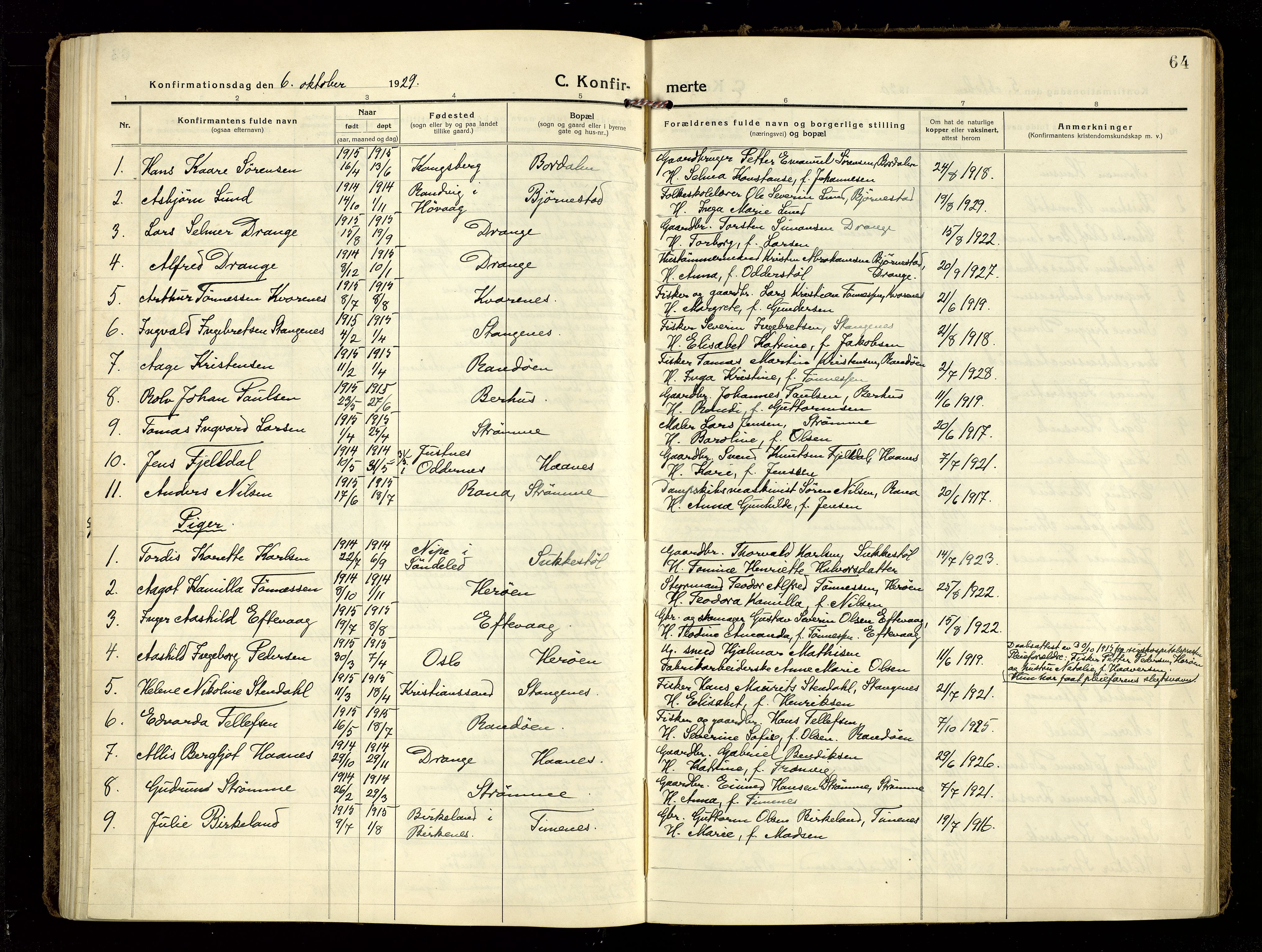 Oddernes sokneprestkontor, SAK/1111-0033/F/Fa/Fab/L0004: Parish register (official) no. A 4, 1916-1935, p. 64