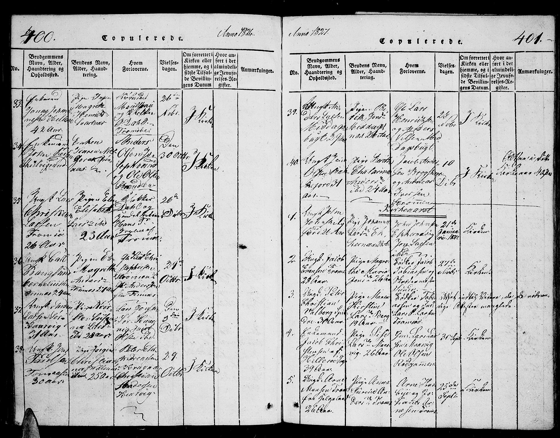 Tromsø sokneprestkontor/stiftsprosti/domprosti, SATØ/S-1343/G/Ga/L0007kirke: Parish register (official) no. 7, 1821-1828, p. 400-401
