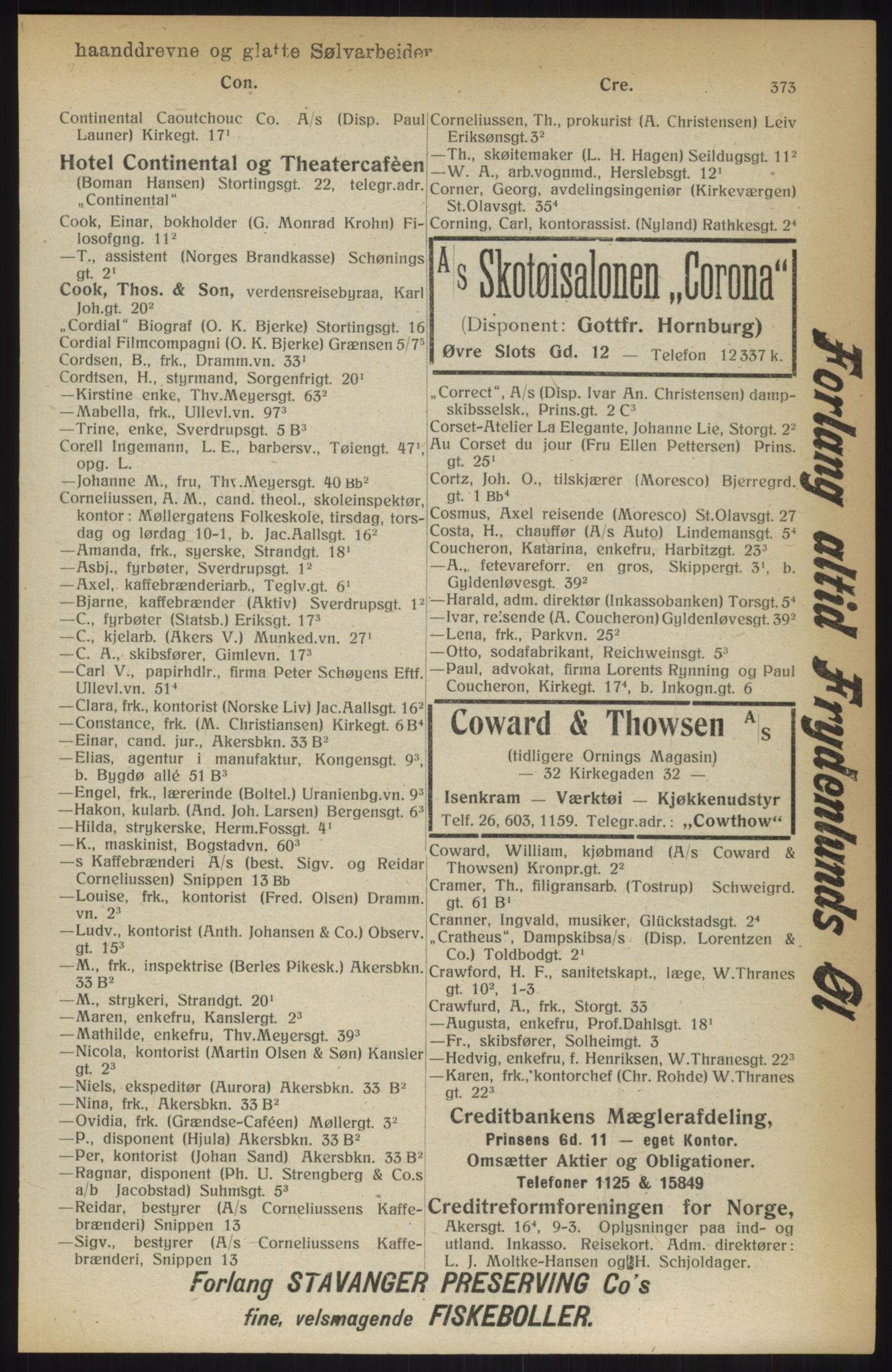 Kristiania/Oslo adressebok, PUBL/-, 1914, p. 373