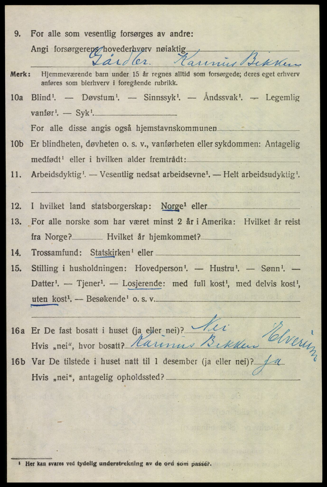 SAH, 1920 census for Elverum, 1920, p. 19249