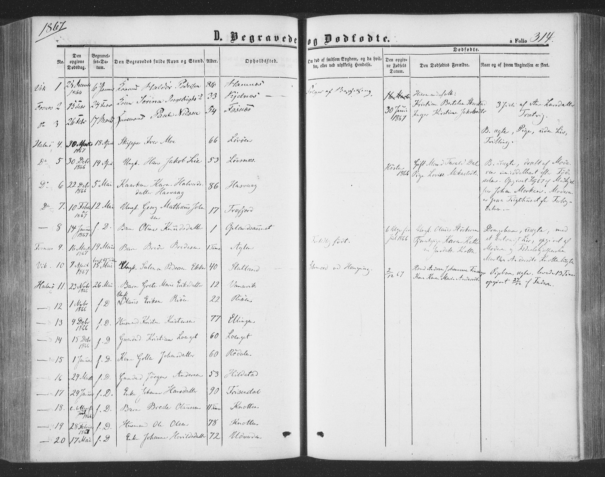 Ministerialprotokoller, klokkerbøker og fødselsregistre - Nord-Trøndelag, SAT/A-1458/773/L0615: Parish register (official) no. 773A06, 1857-1870, p. 314