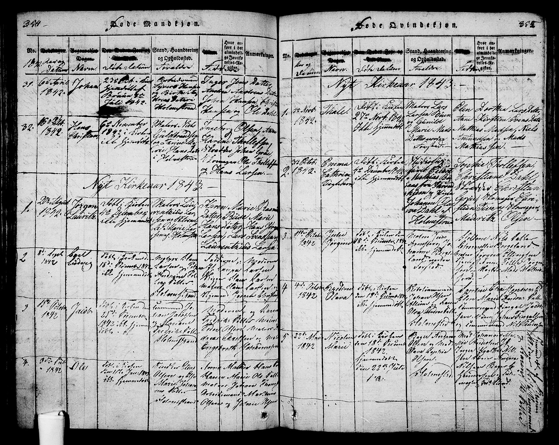 Holmestrand kirkebøker, SAKO/A-346/G/Ga/L0001: Parish register (copy) no. 1, 1814-1848, p. 354-355