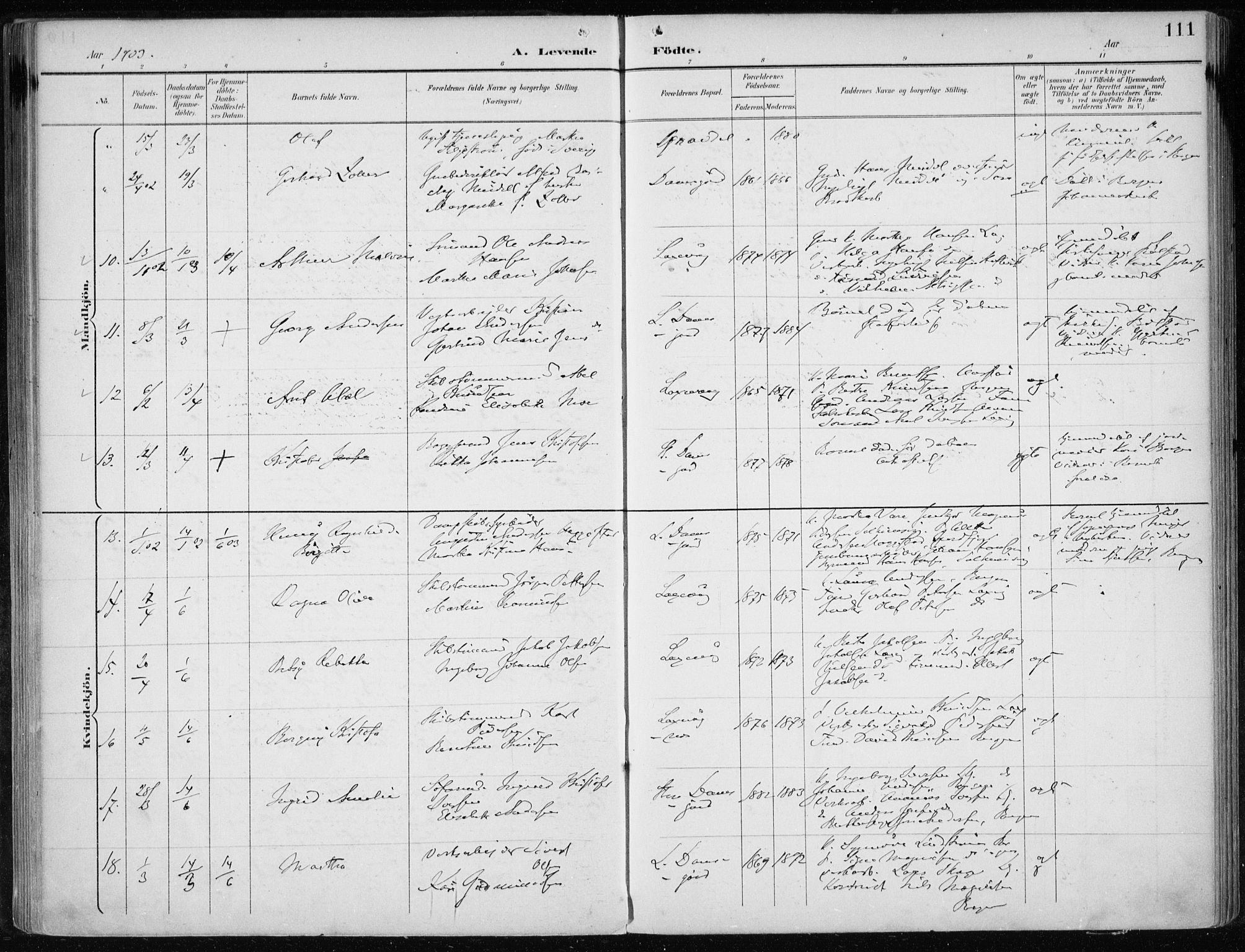 Askøy Sokneprestembete, SAB/A-74101/H/Ha/Haa/Haae/L0003: Parish register (official) no. E 3, 1891-1903, p. 111