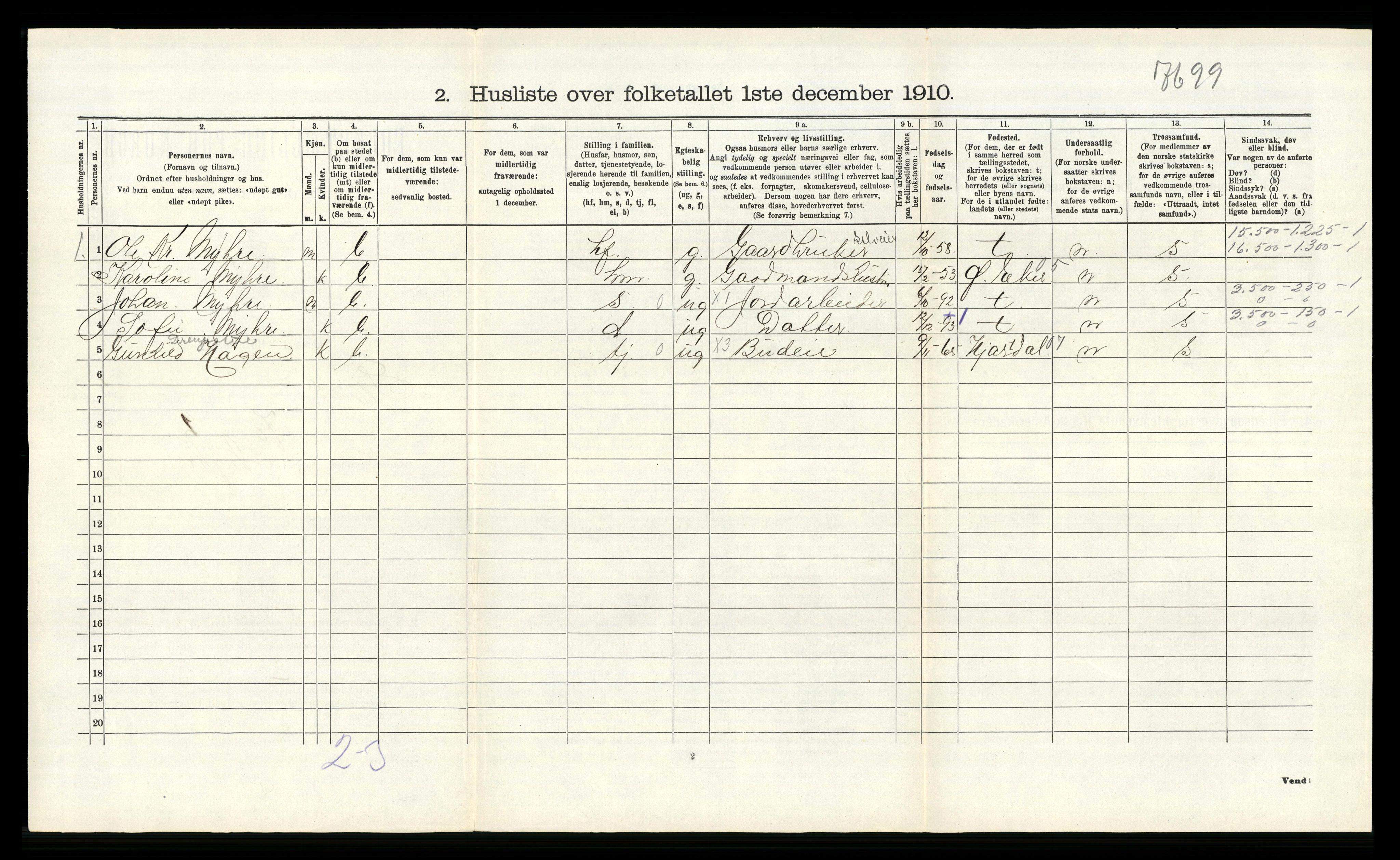 RA, 1910 census for Sem, 1910, p. 763