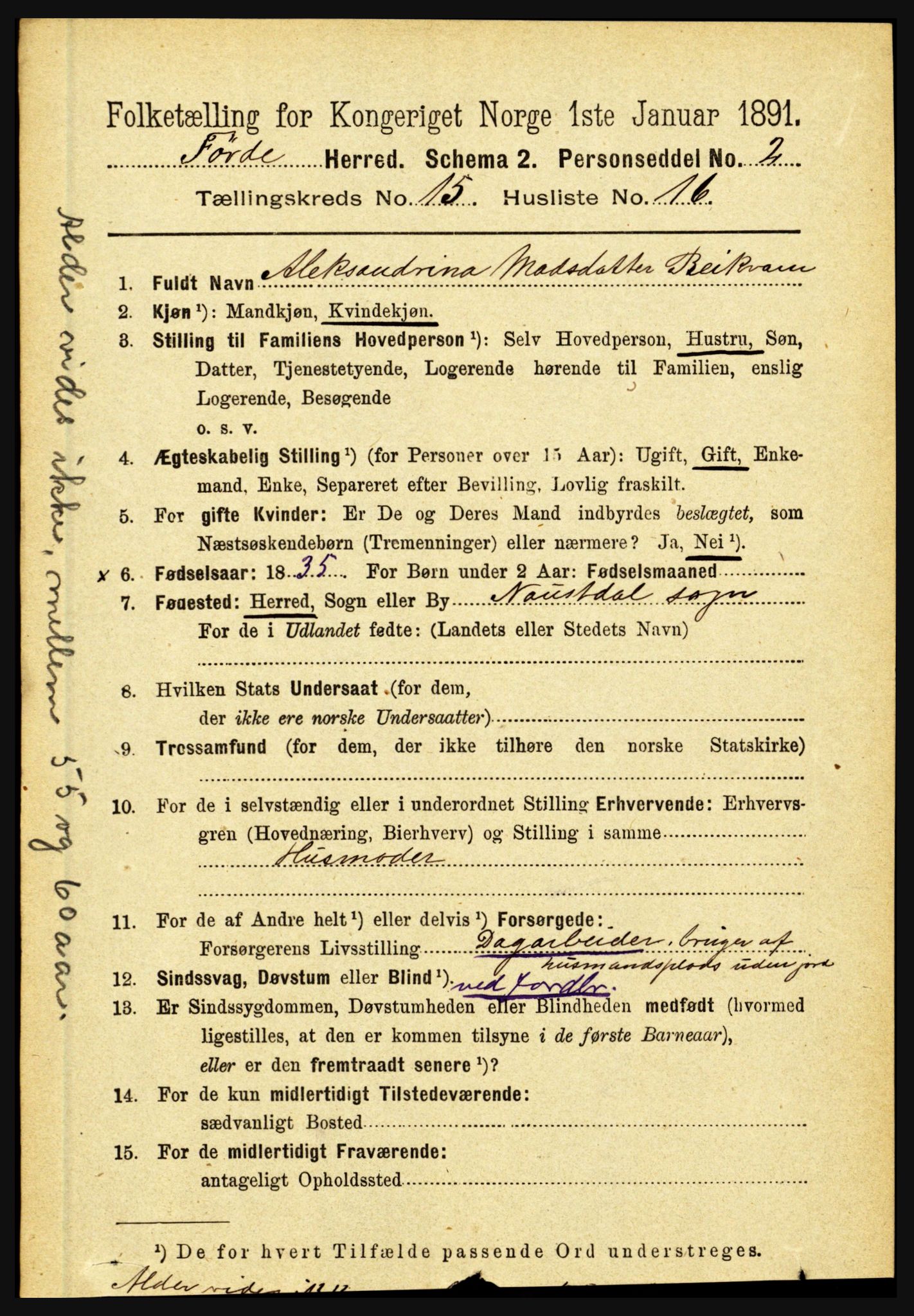 RA, 1891 census for 1432 Førde, 1891, p. 5639