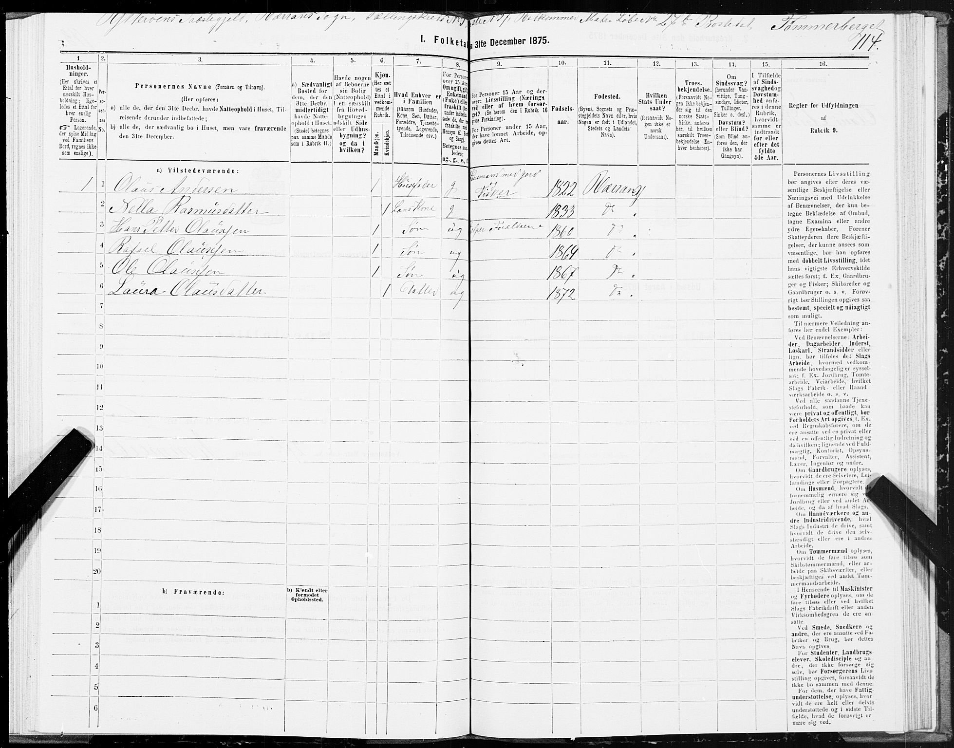 SAT, 1875 census for 1722P Ytterøy, 1875, p. 5114