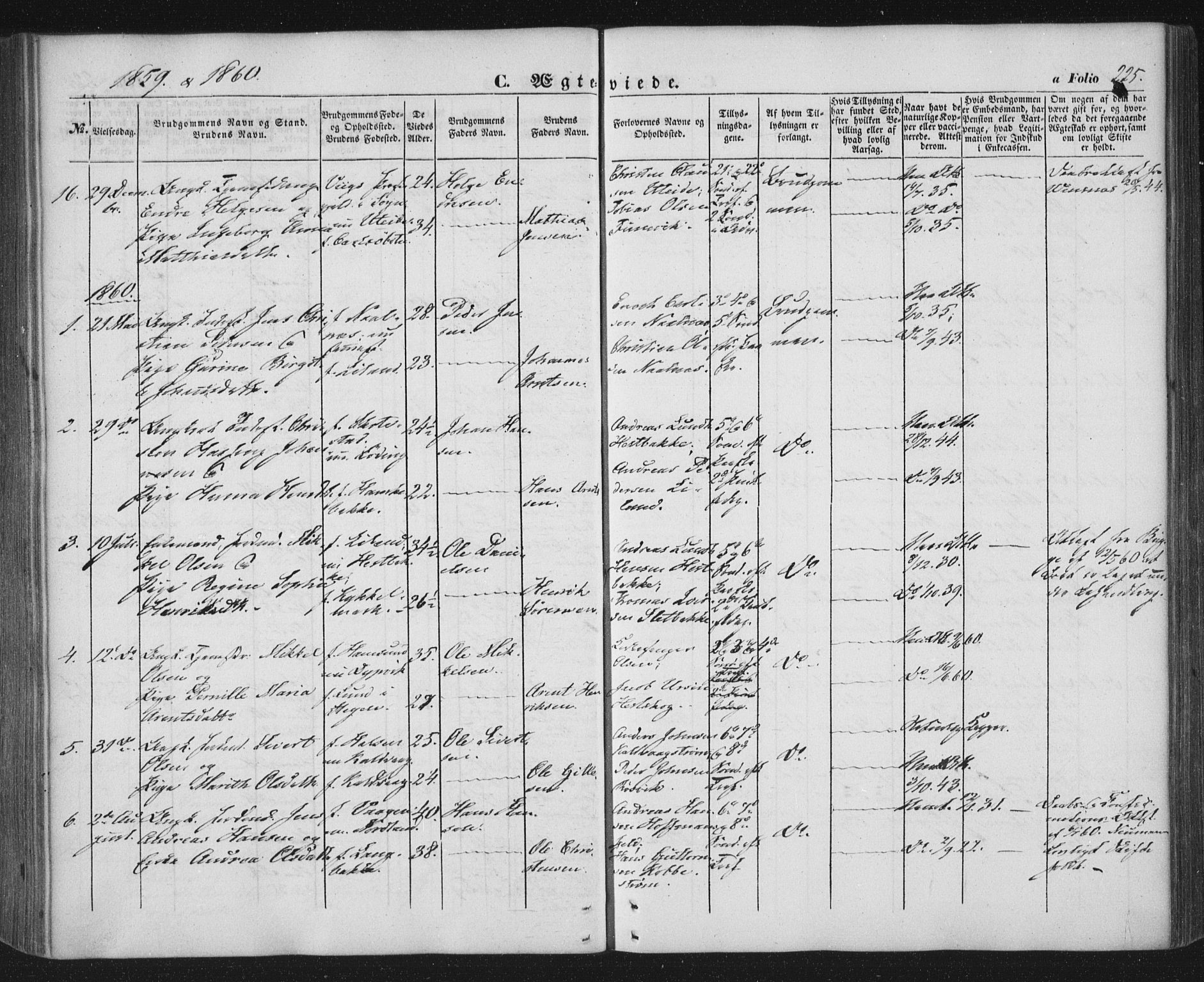 Ministerialprotokoller, klokkerbøker og fødselsregistre - Nordland, AV/SAT-A-1459/859/L0844: Parish register (official) no. 859A04, 1849-1862, p. 225