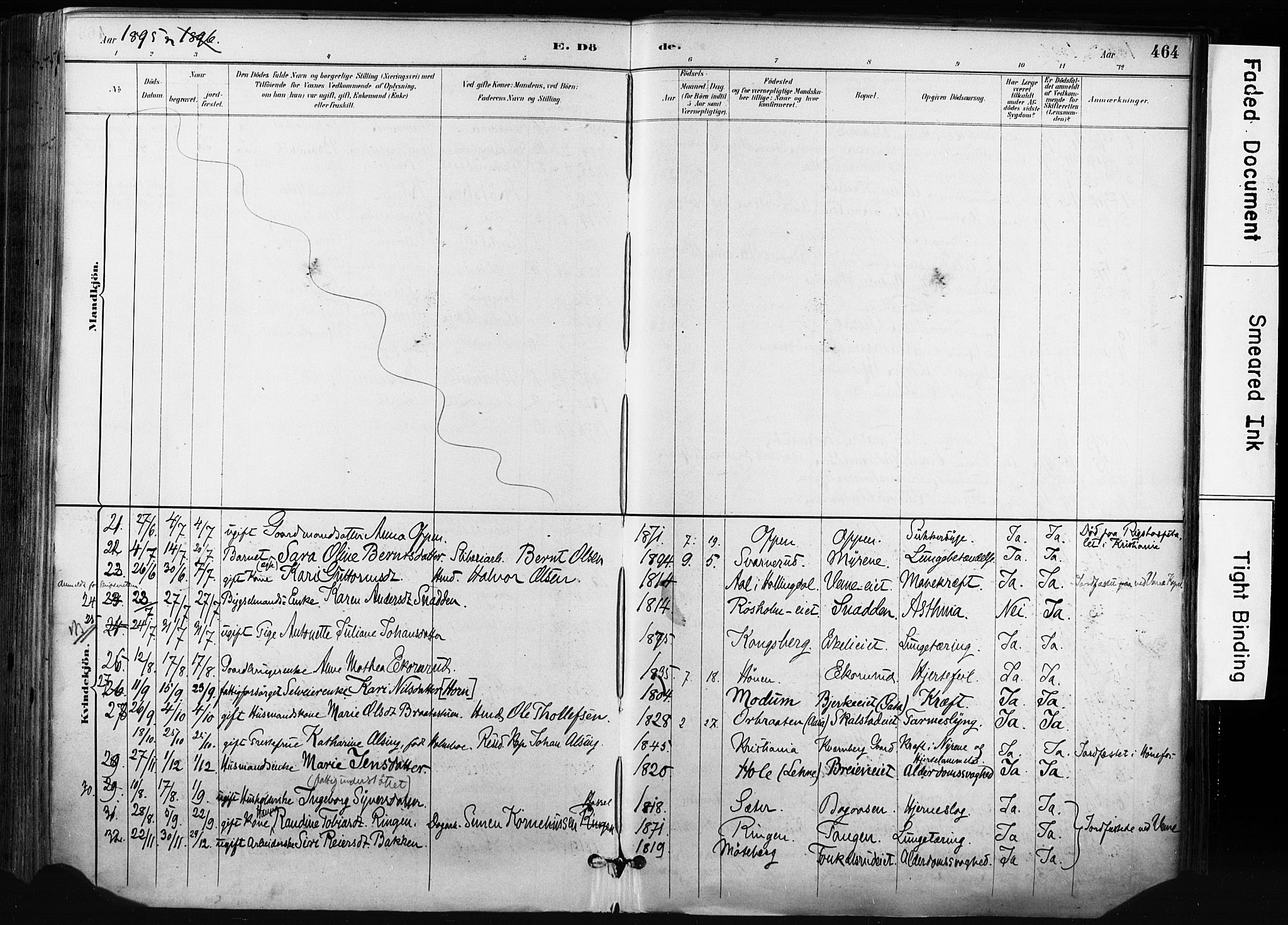 Norderhov kirkebøker, AV/SAKO-A-237/F/Fa/L0016: Parish register (official) no. 16, 1885-1902, p. 464