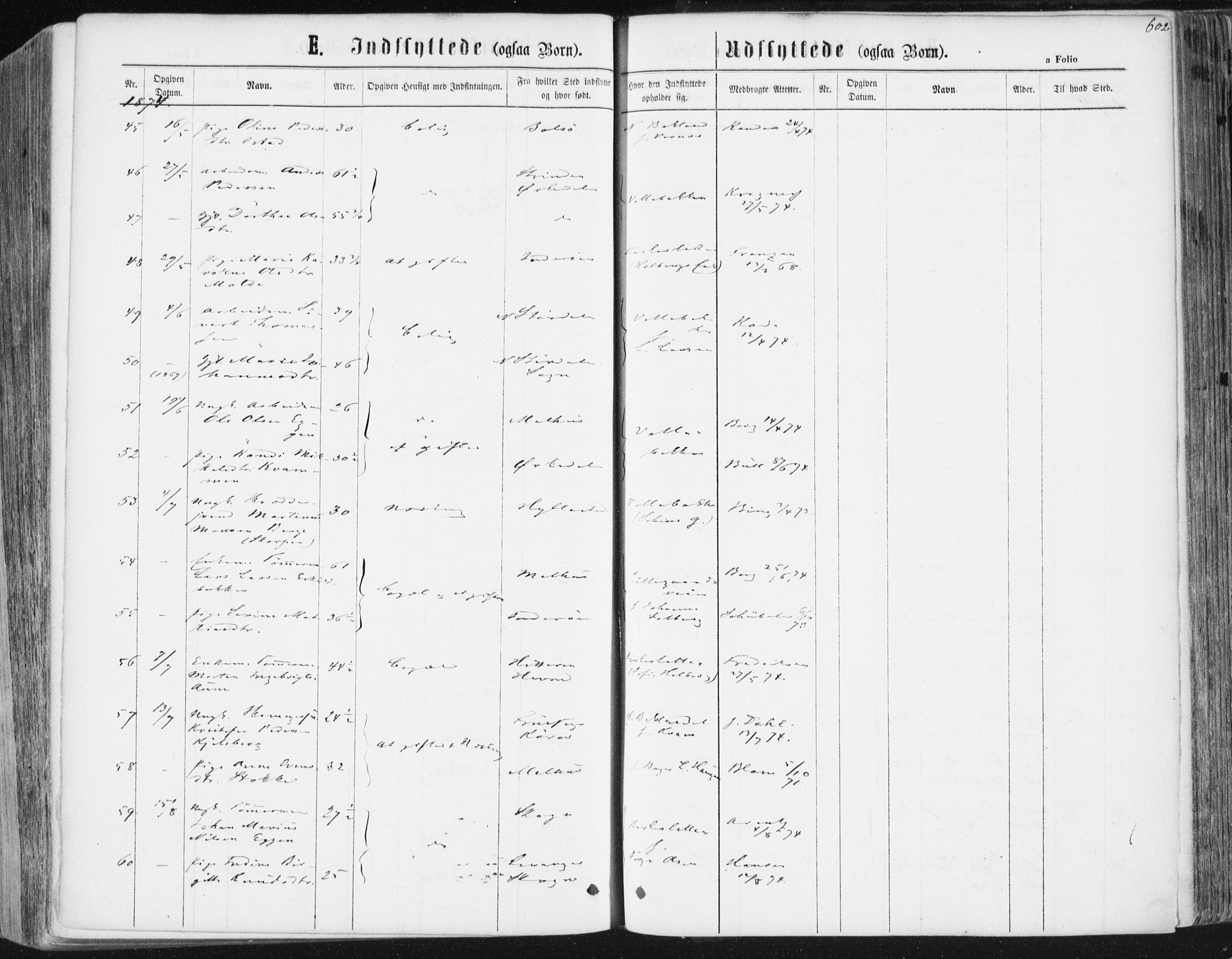 Ministerialprotokoller, klokkerbøker og fødselsregistre - Sør-Trøndelag, AV/SAT-A-1456/604/L0186: Parish register (official) no. 604A07, 1866-1877, p. 602