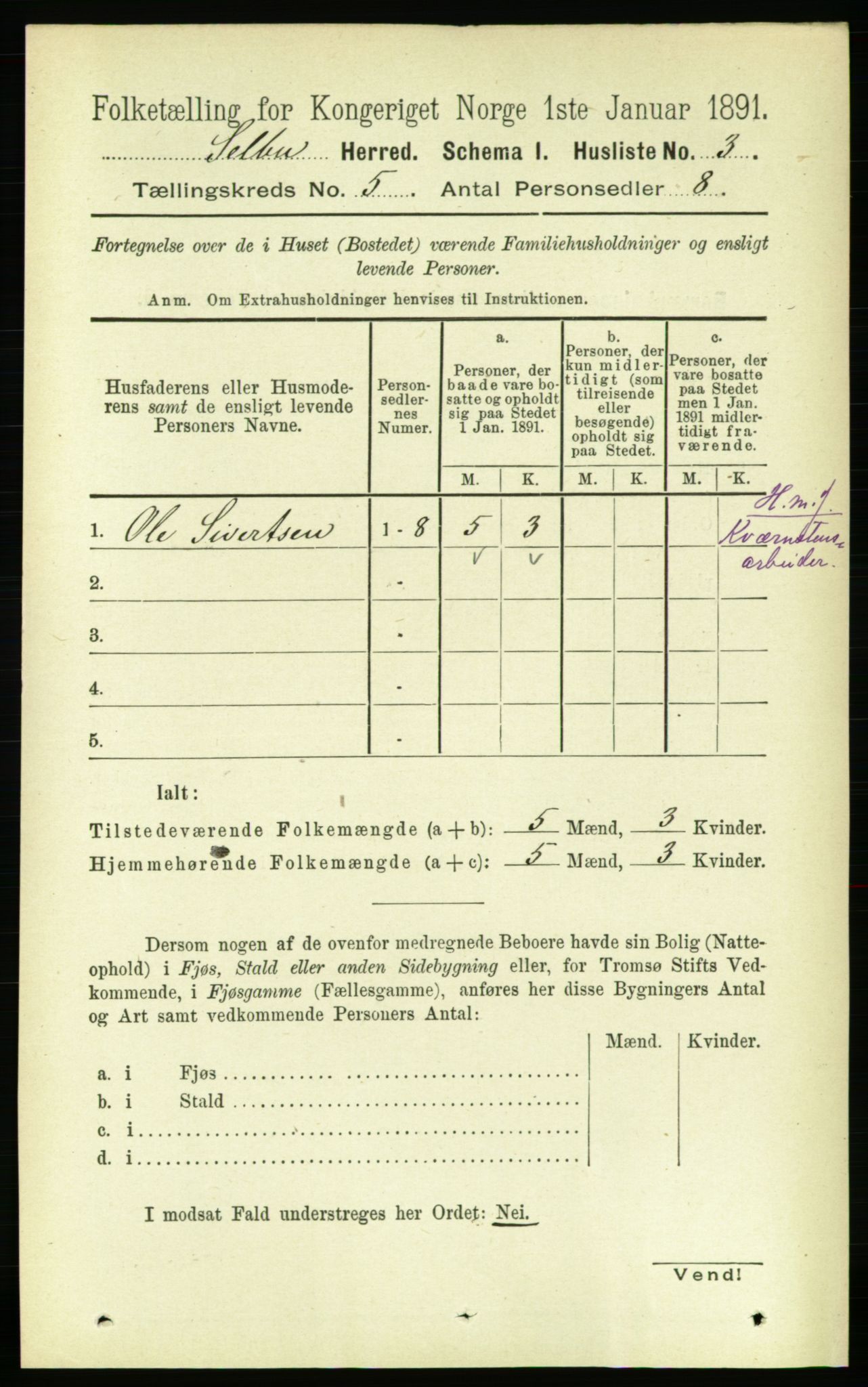 RA, 1891 census for 1664 Selbu, 1891, p. 1646