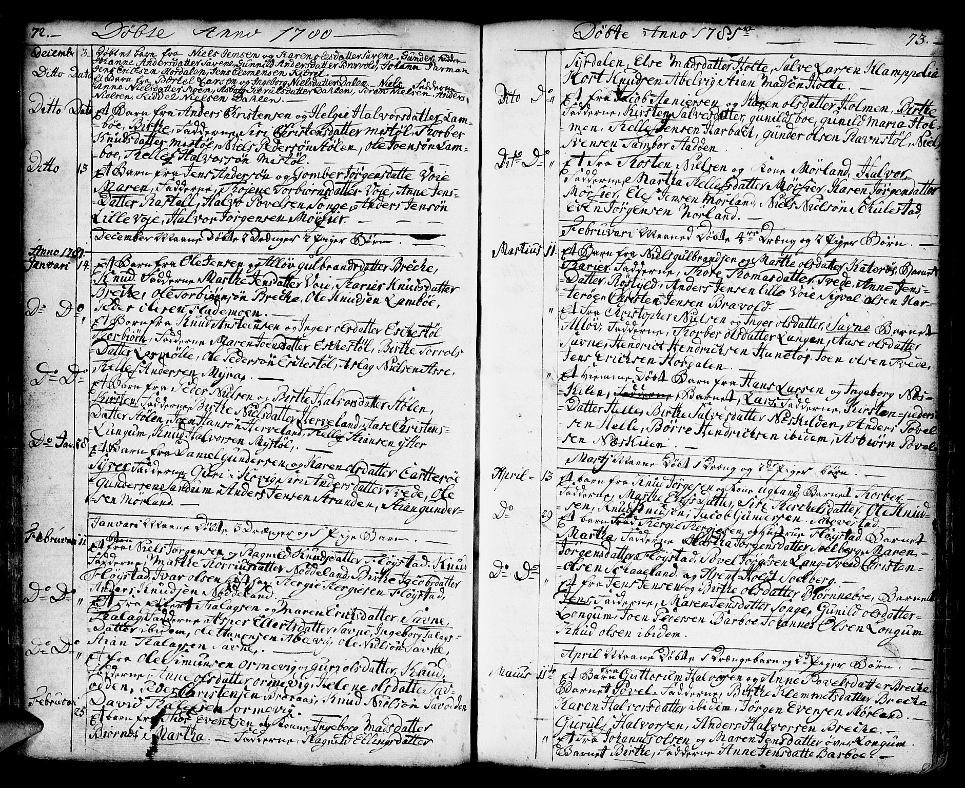 Austre Moland sokneprestkontor, AV/SAK-1111-0001/F/Fa/Faa/L0002: Parish register (official) no. A 2, 1747-1808, p. 72-73