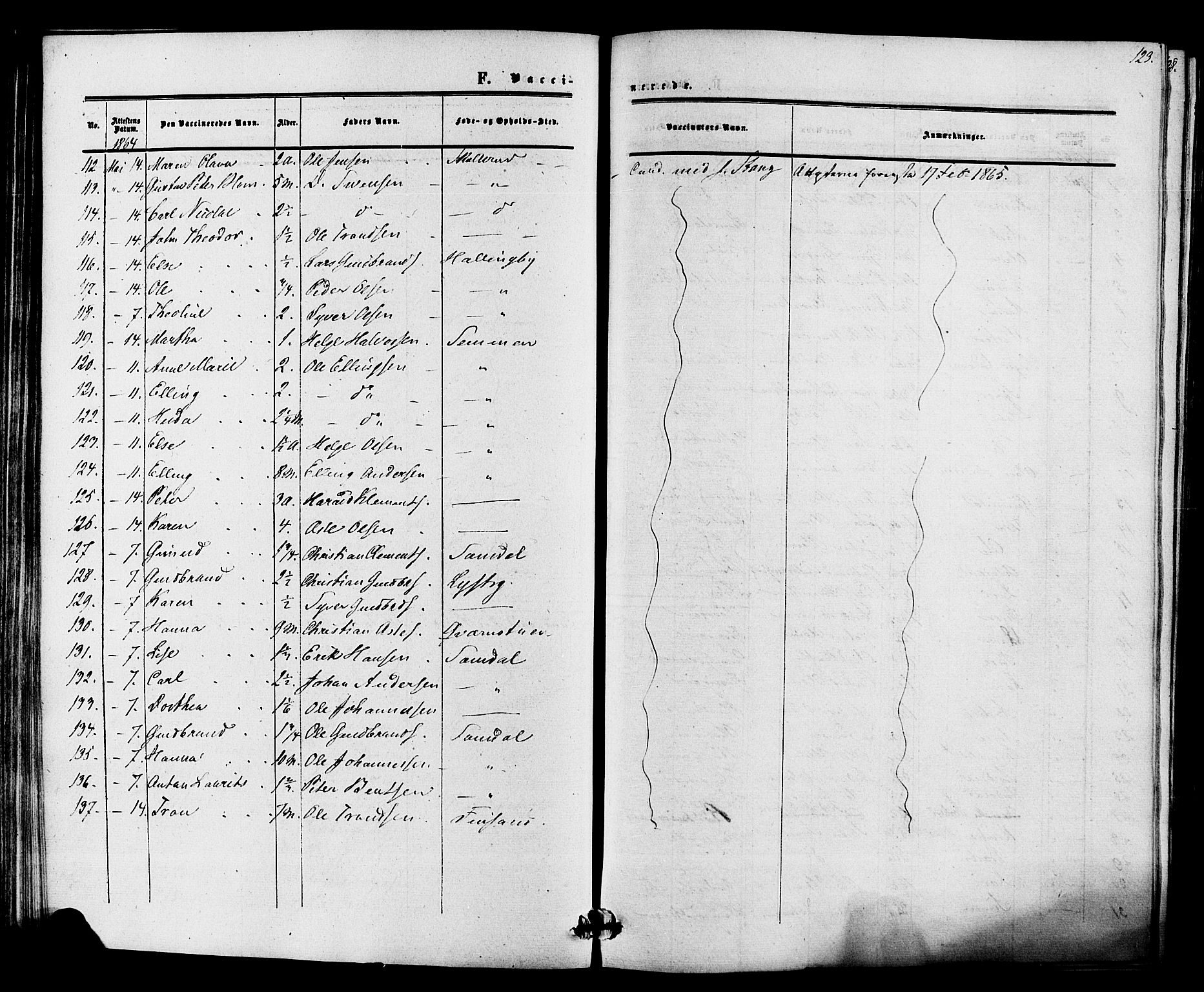 Ådal kirkebøker, AV/SAKO-A-248/F/Fa/L0002: Parish register (official) no. I 2, 1857-1883, p. 123