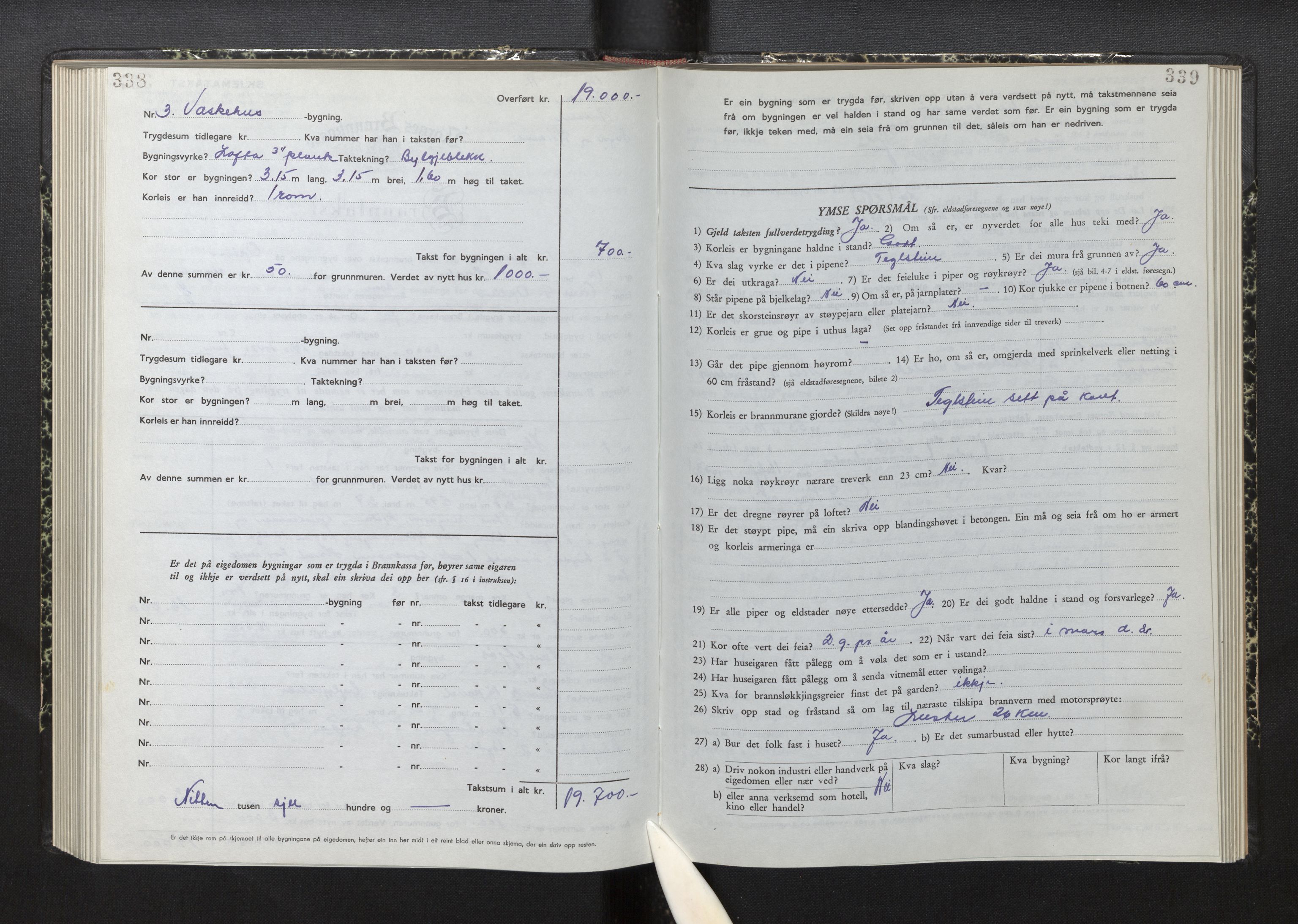 Lensmannen i Luster, AV/SAB-A-29301/0012/L0008: Branntakstprotokoll, skjematakst, 1949-1955, p. 338-339