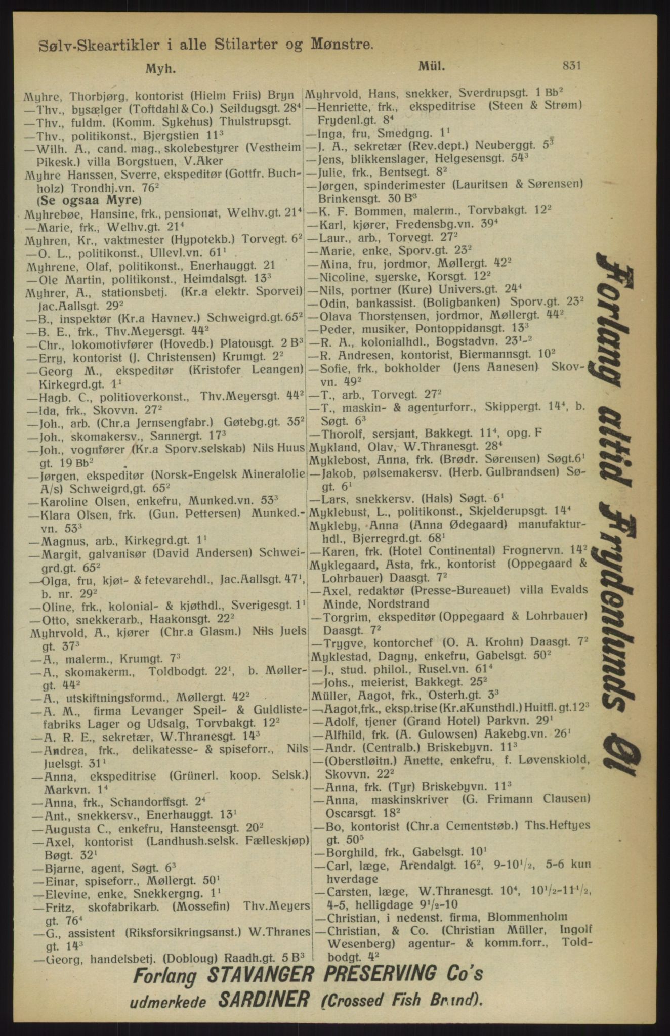 Kristiania/Oslo adressebok, PUBL/-, 1914, p. 831