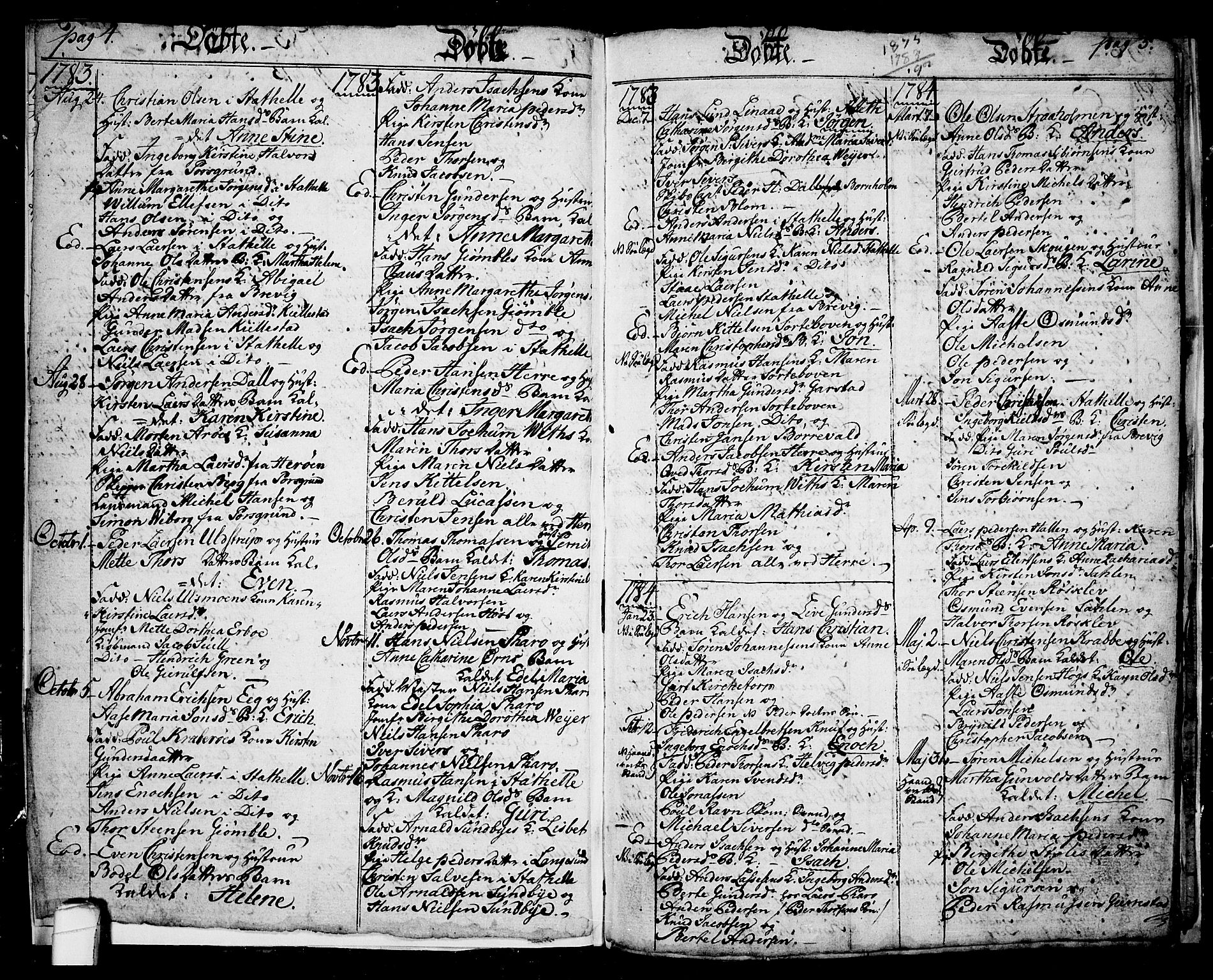 Langesund kirkebøker, AV/SAKO-A-280/G/Ga/L0001: Parish register (copy) no. 1, 1783-1801, p. 4-5