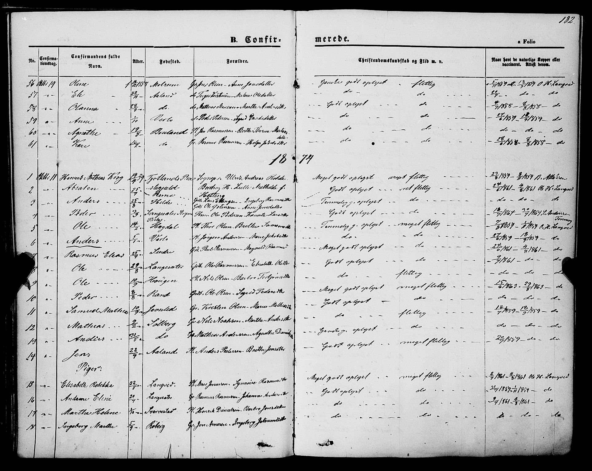 Innvik sokneprestembete, AV/SAB-A-80501: Parish register (official) no. A 6, 1865-1878, p. 132