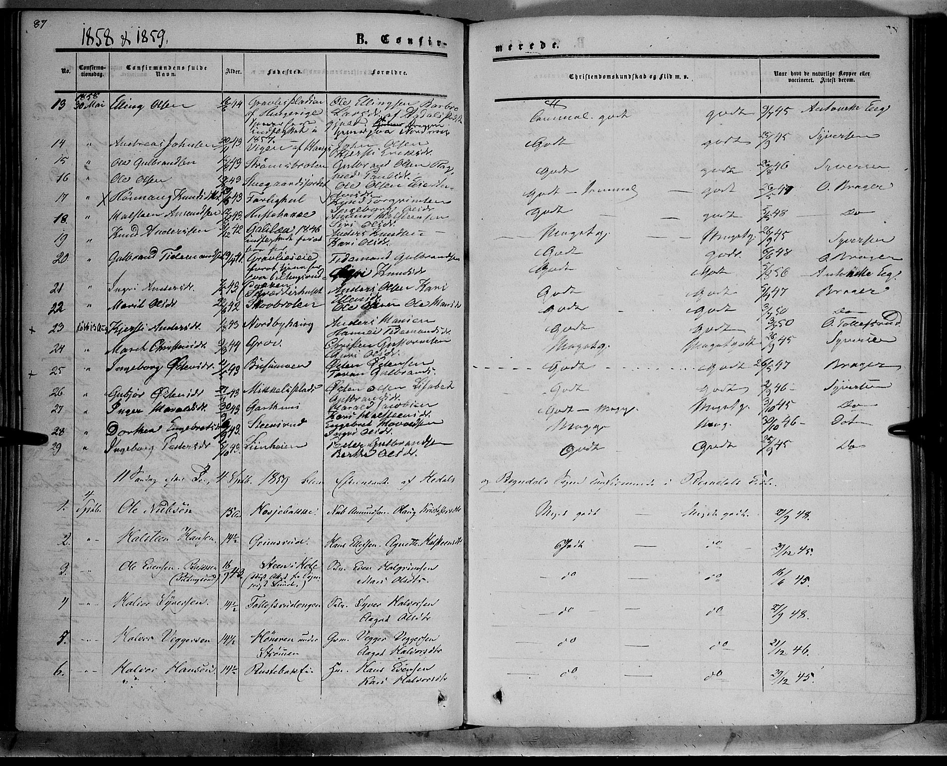 Sør-Aurdal prestekontor, AV/SAH-PREST-128/H/Ha/Haa/L0007: Parish register (official) no. 7, 1849-1876, p. 87