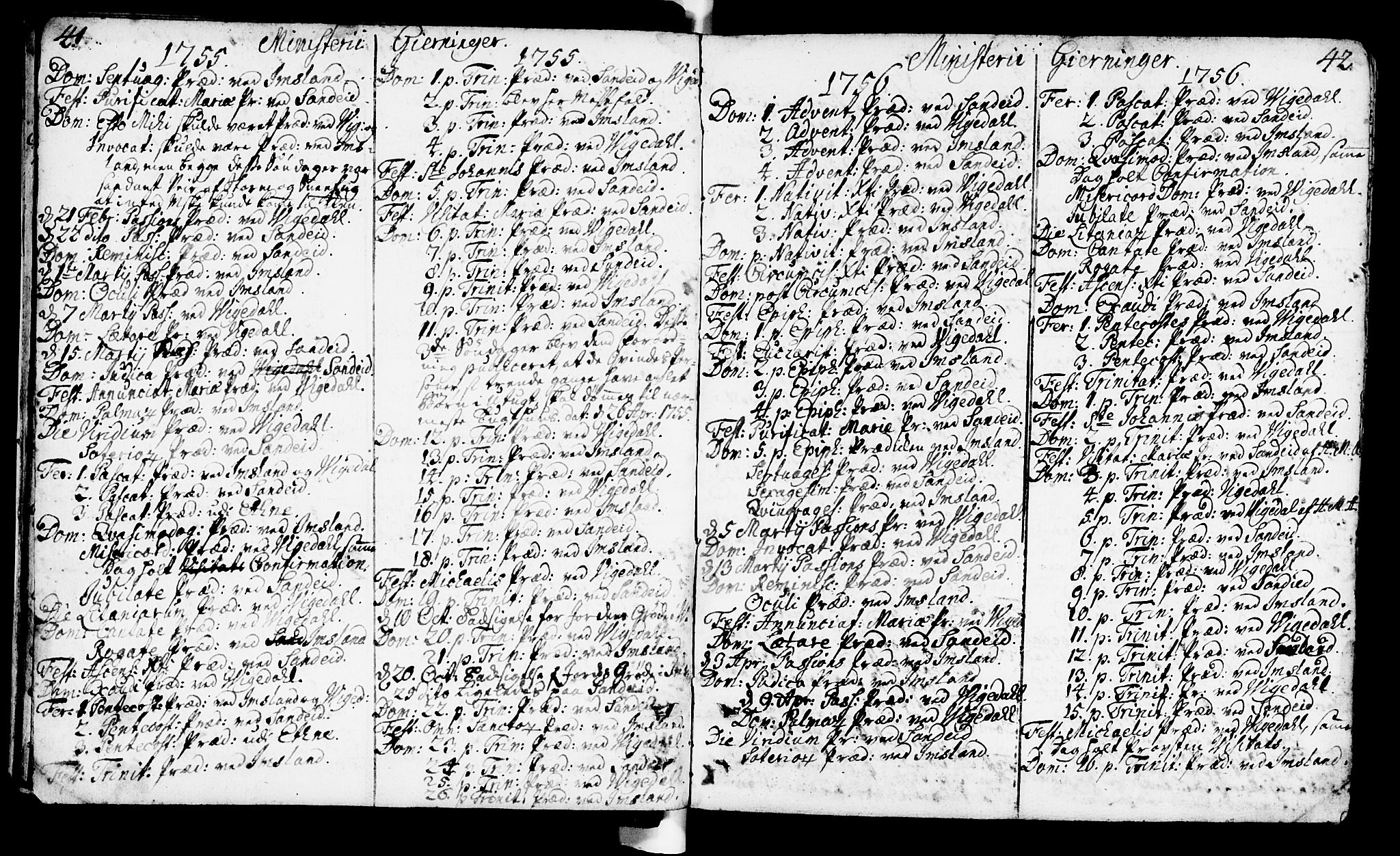 Vikedal sokneprestkontor, AV/SAST-A-101840/01/IV: Parish register (official) no. A 1, 1737-1778, p. 41-42