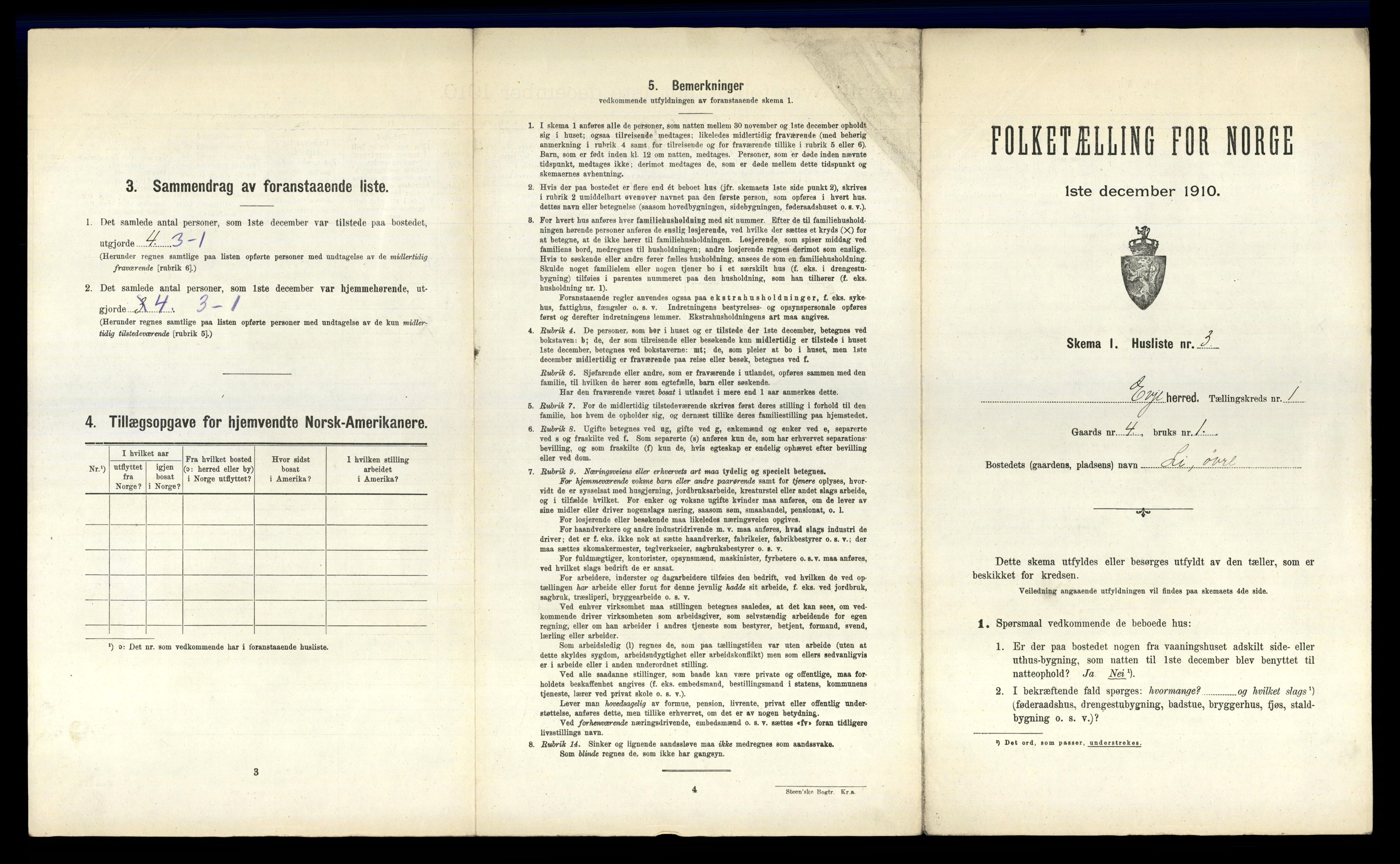 RA, 1910 census for Evje, 1910, p. 36