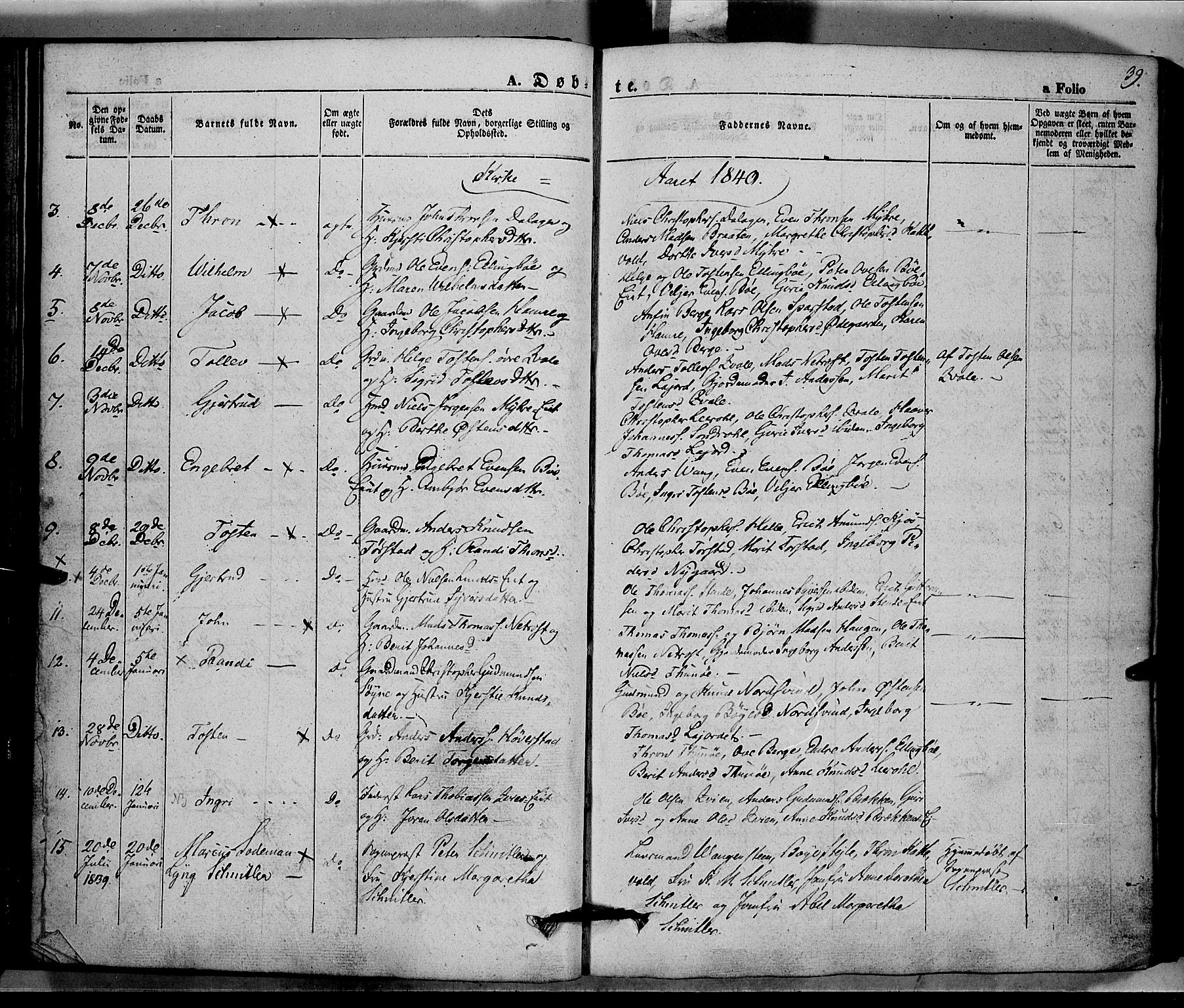 Vang prestekontor, Valdres, SAH/PREST-140/H/Ha/L0005: Parish register (official) no. 5, 1831-1845, p. 39