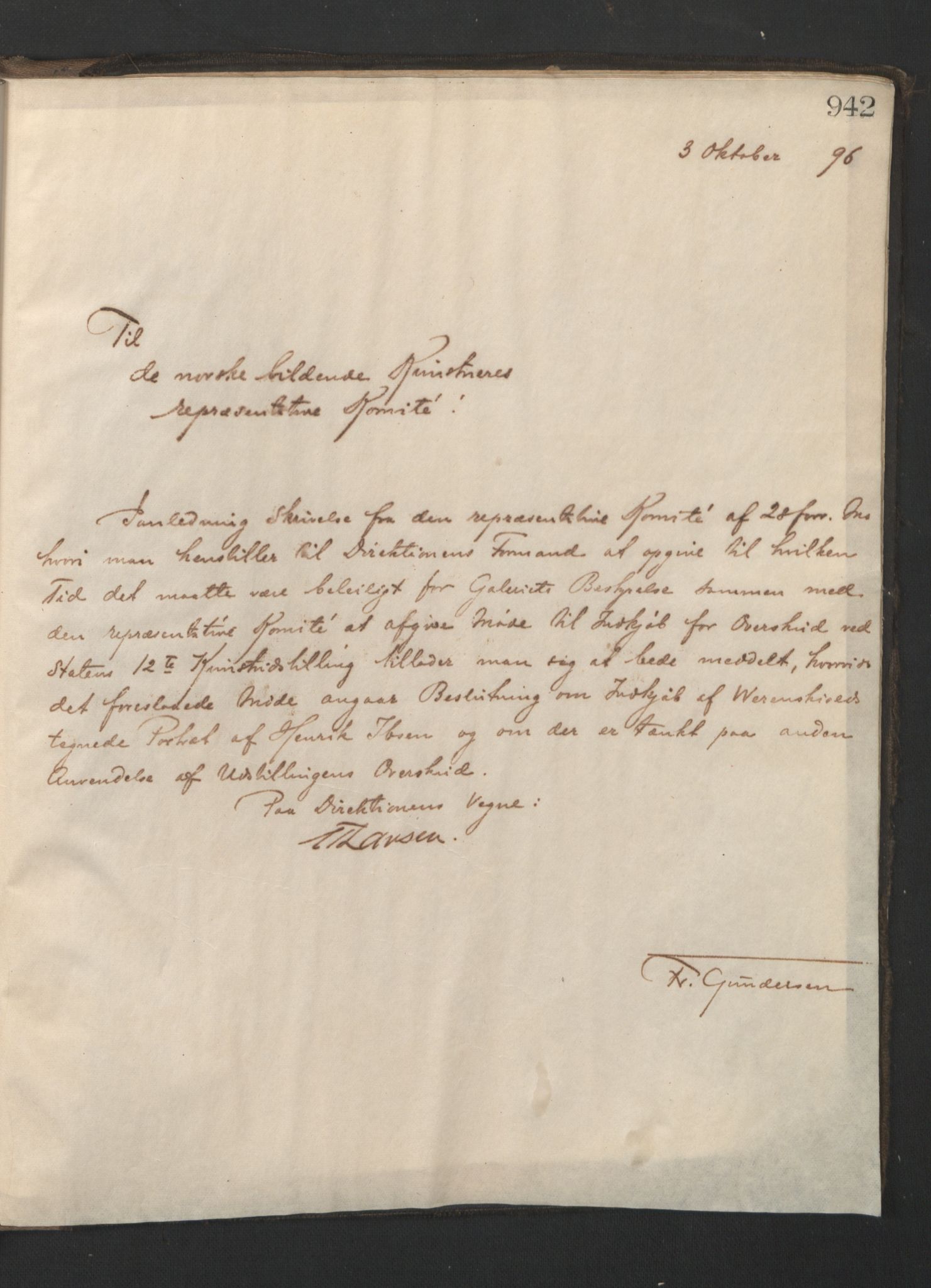 Nasjonalgalleriet, NMFK/NG-1000/B/L0002: Kopibok for maleri, skulptur, Kobberstikk- og håndtegningsamlingen., 1874-1898, p. 1003