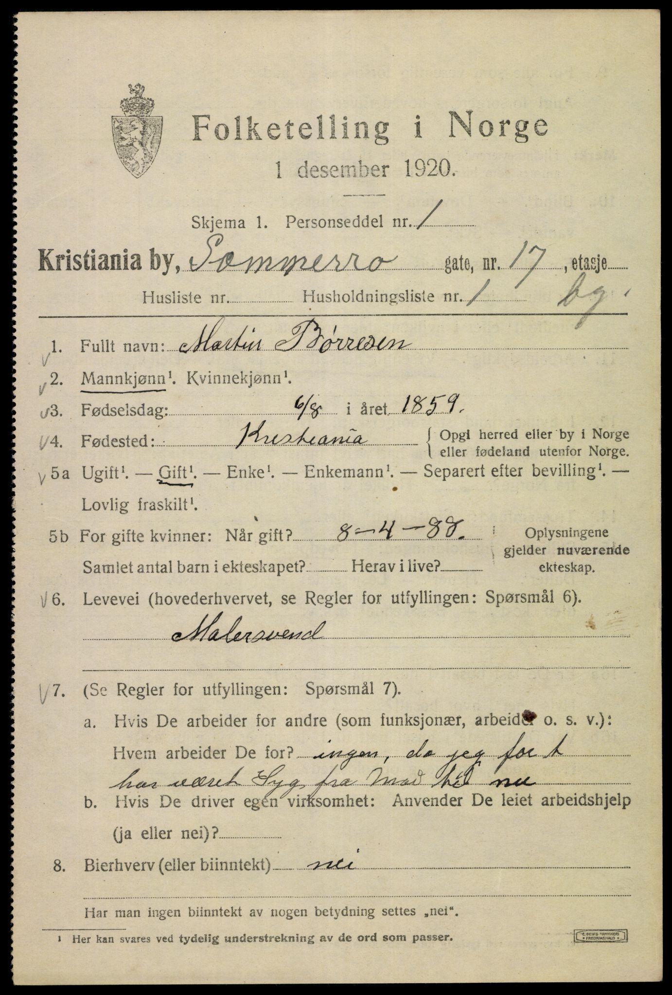 SAO, 1920 census for Kristiania, 1920, p. 528199