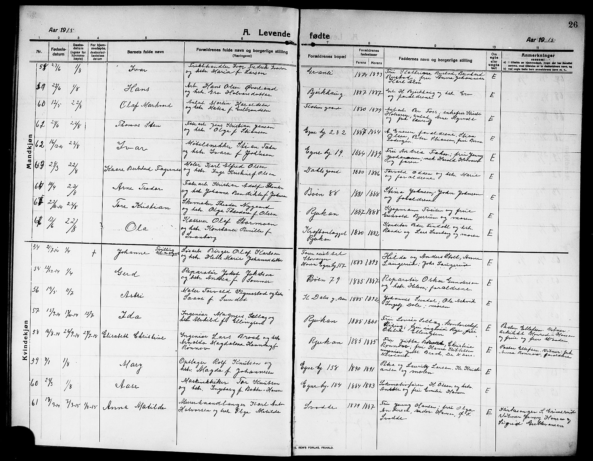Rjukan kirkebøker, AV/SAKO-A-294/G/Ga/L0002: Parish register (copy) no. 2, 1913-1920, p. 26